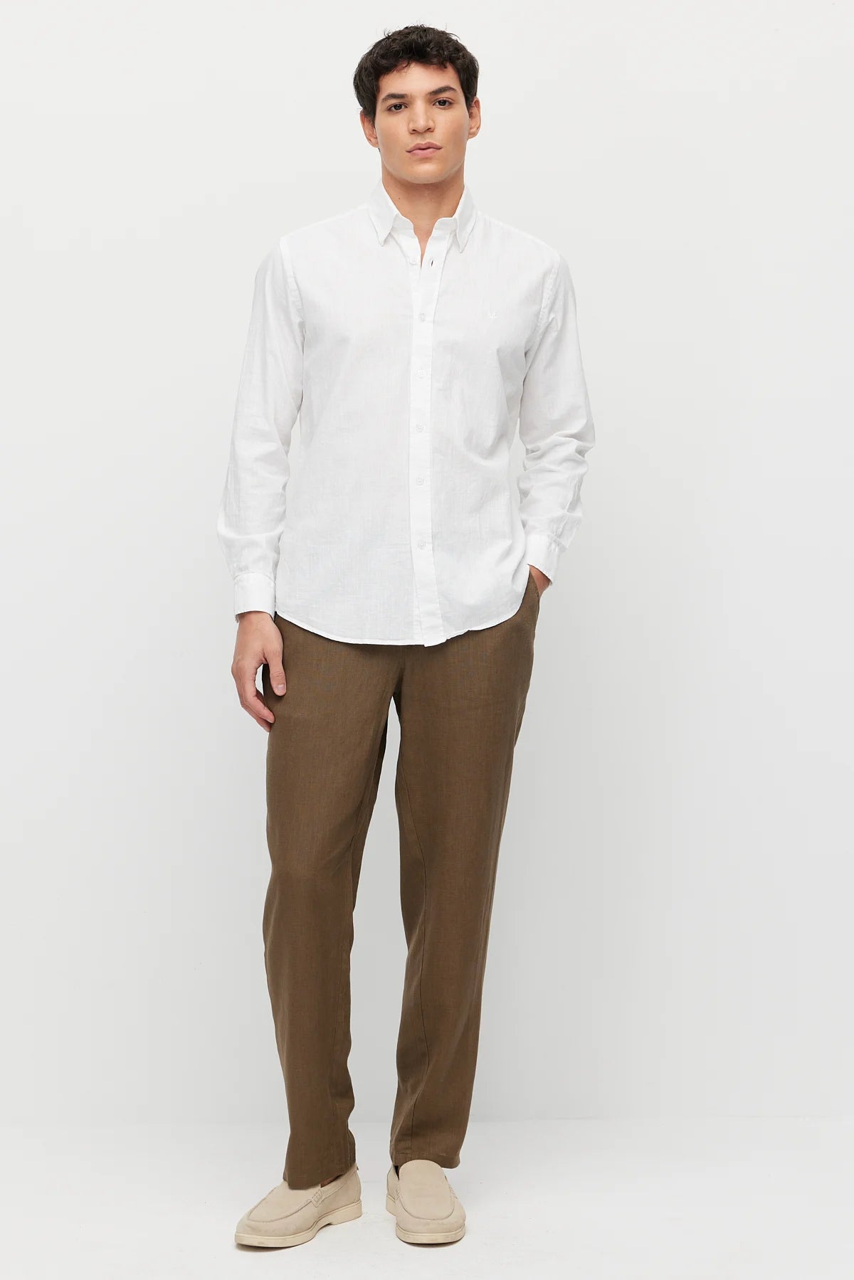 Men's Linen-Look Joggers with Elastic Waistband