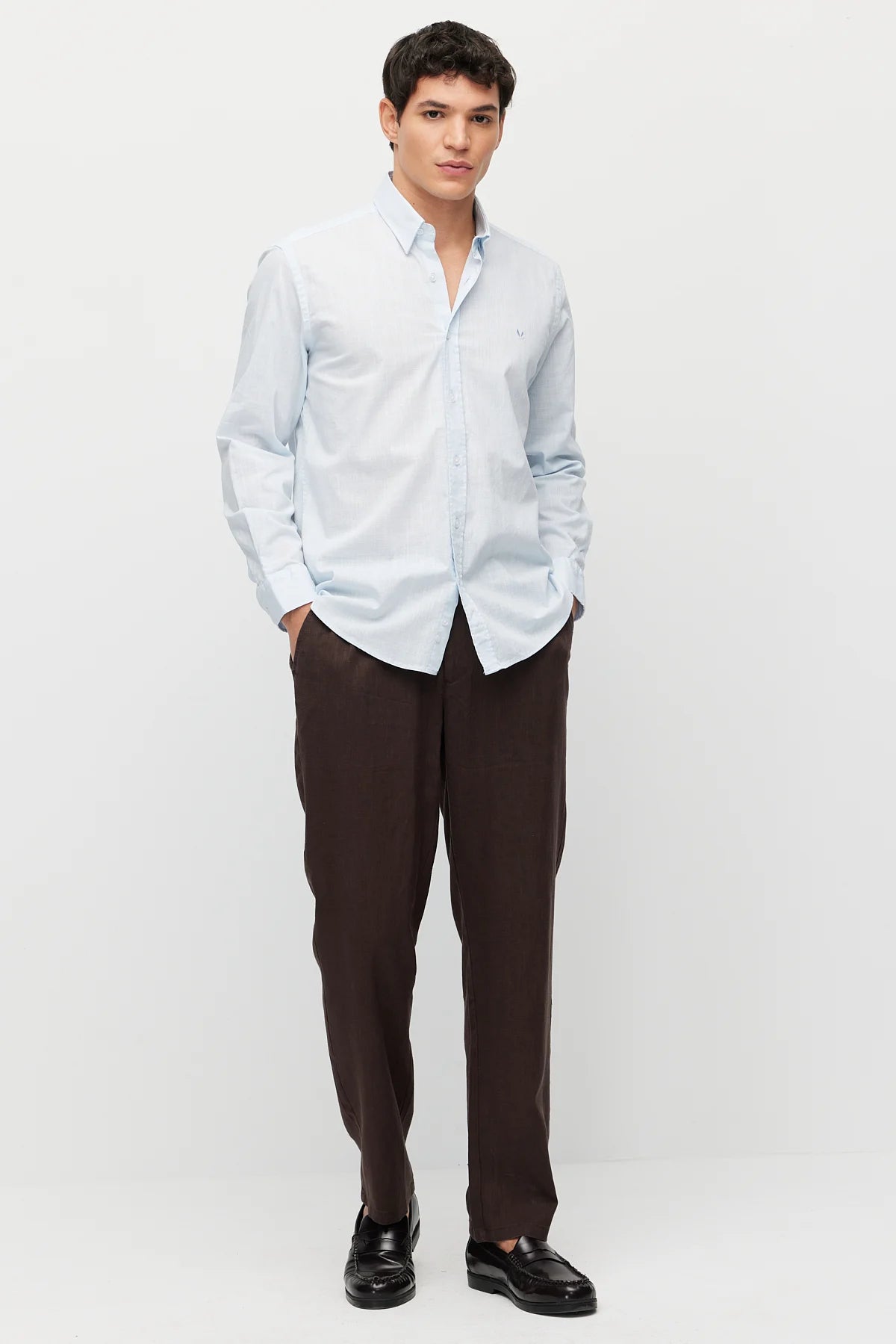 Men's Linen-Look Joggers with Elastic Waistband