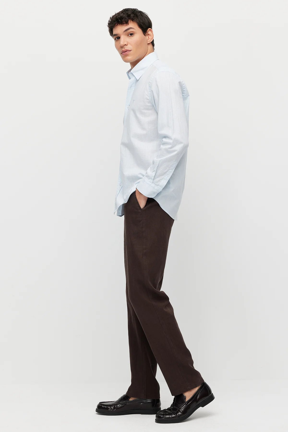 Men's Linen-Look Joggers with Elastic Waistband