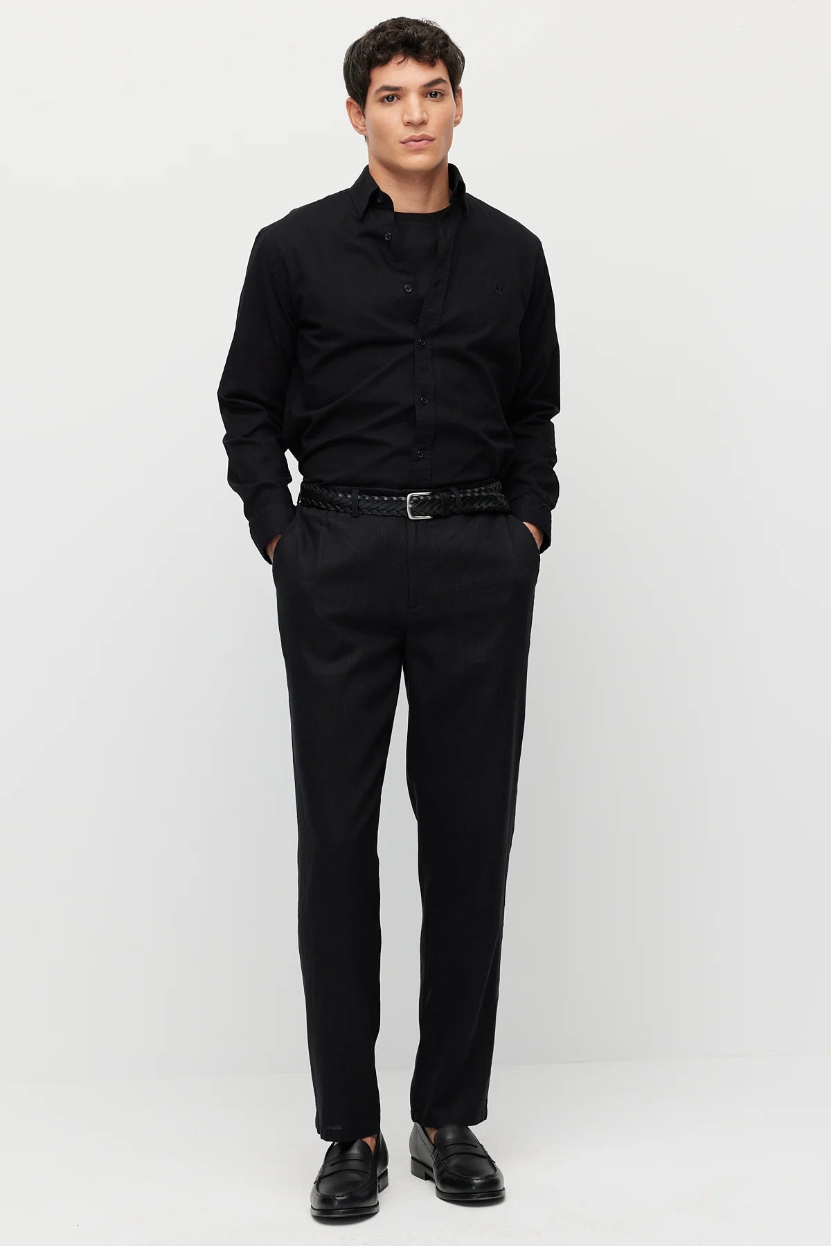 Men's Linen-Look Joggers with Elastic Waistband