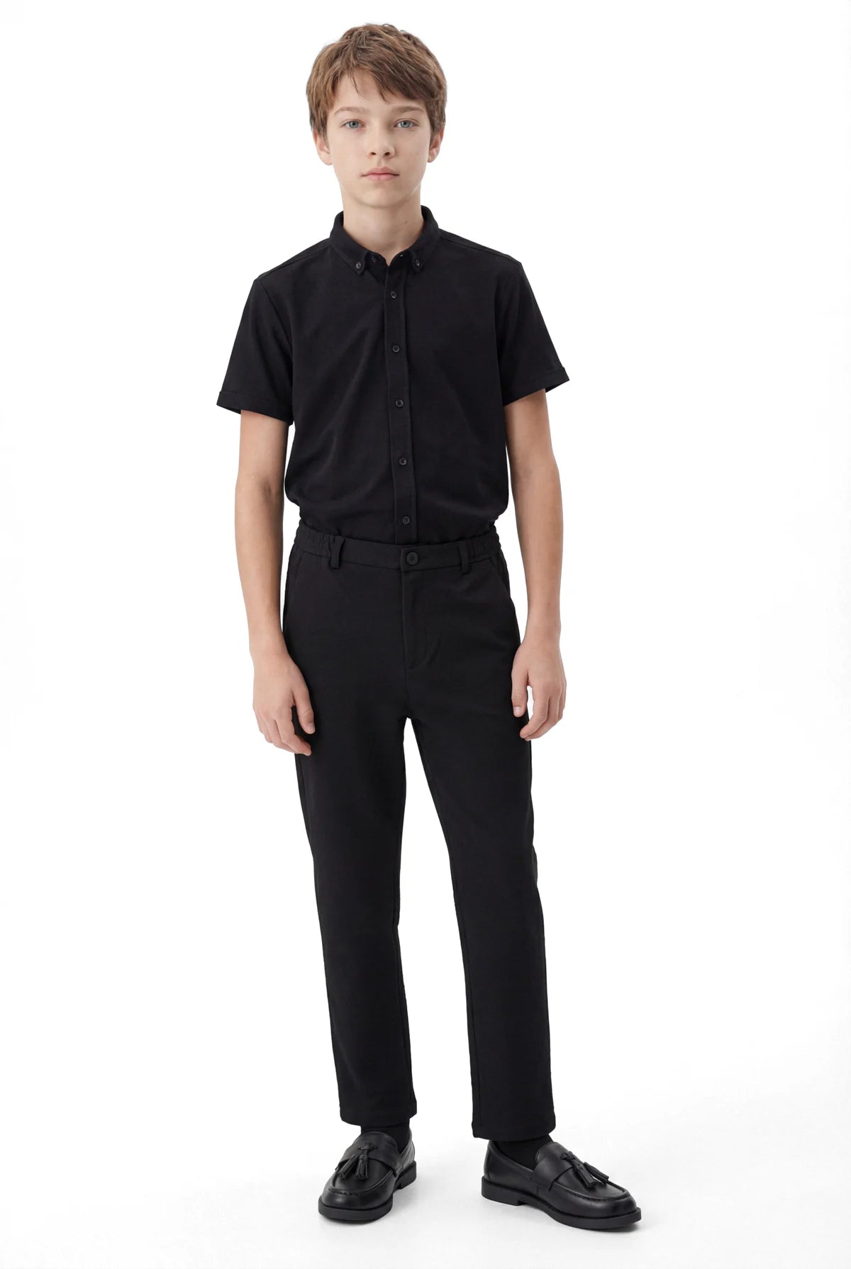 Boys' Textured Jogger Pants with Elastic Waistband