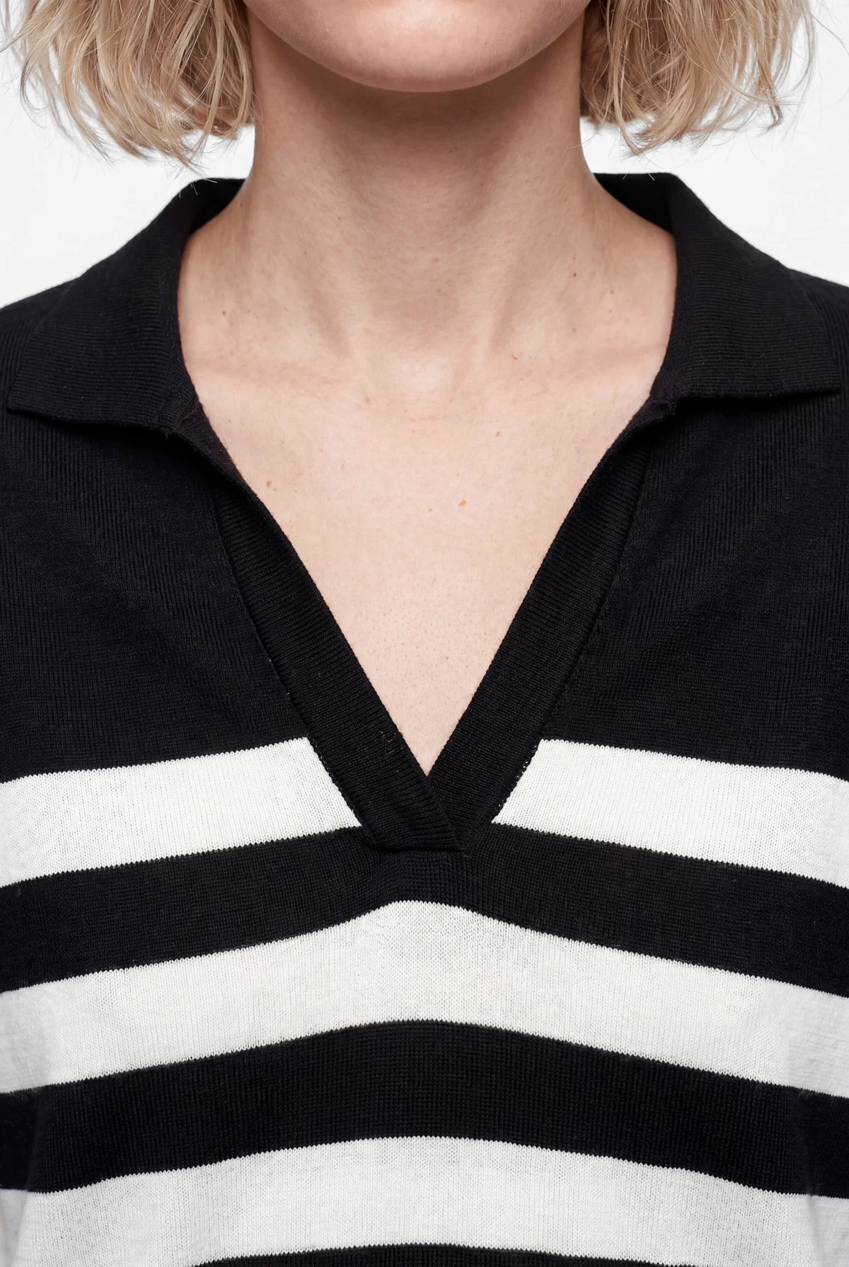 Women's Striped Polo Collar Knitwear