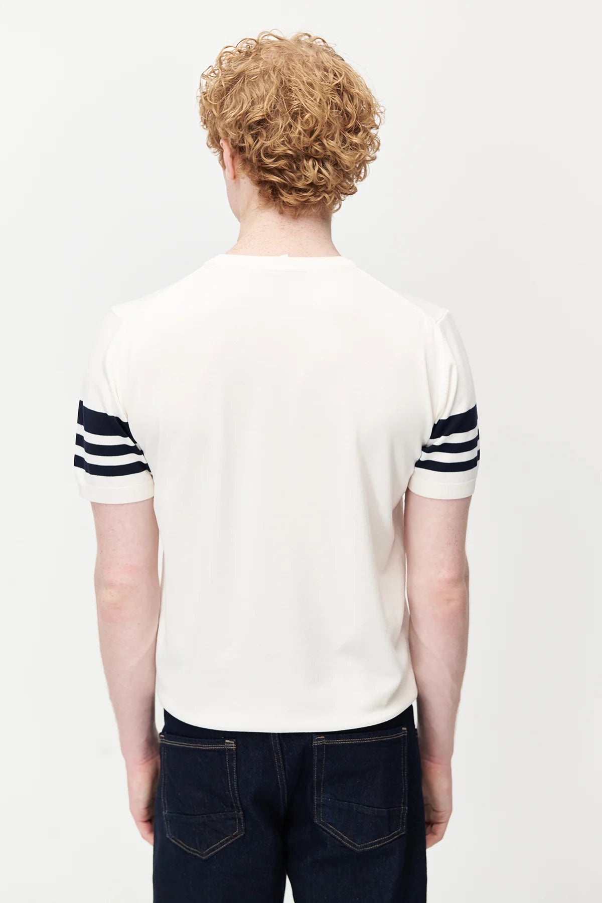 تيشيرت رجالي محبوك مخطط برقبة دائرية