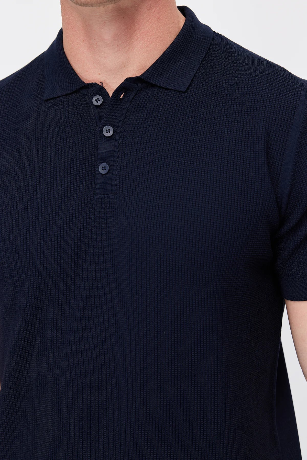 Erkek Dokulu Örme Polo Tişört