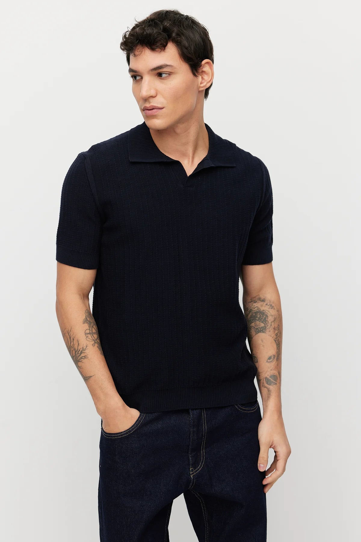 Men's Collar Knit T-shirt