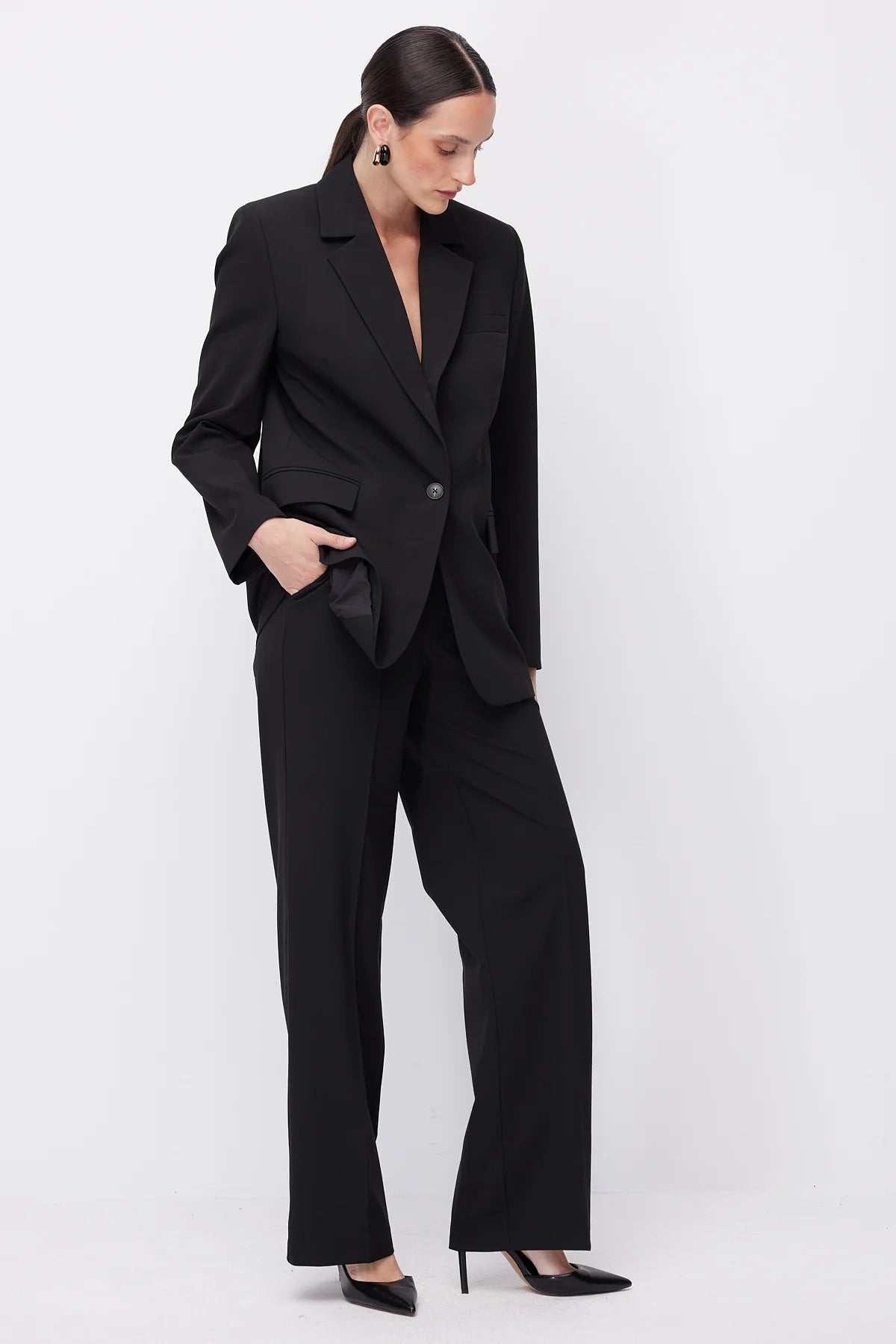 Women's Wide Leg Fabric Trousers