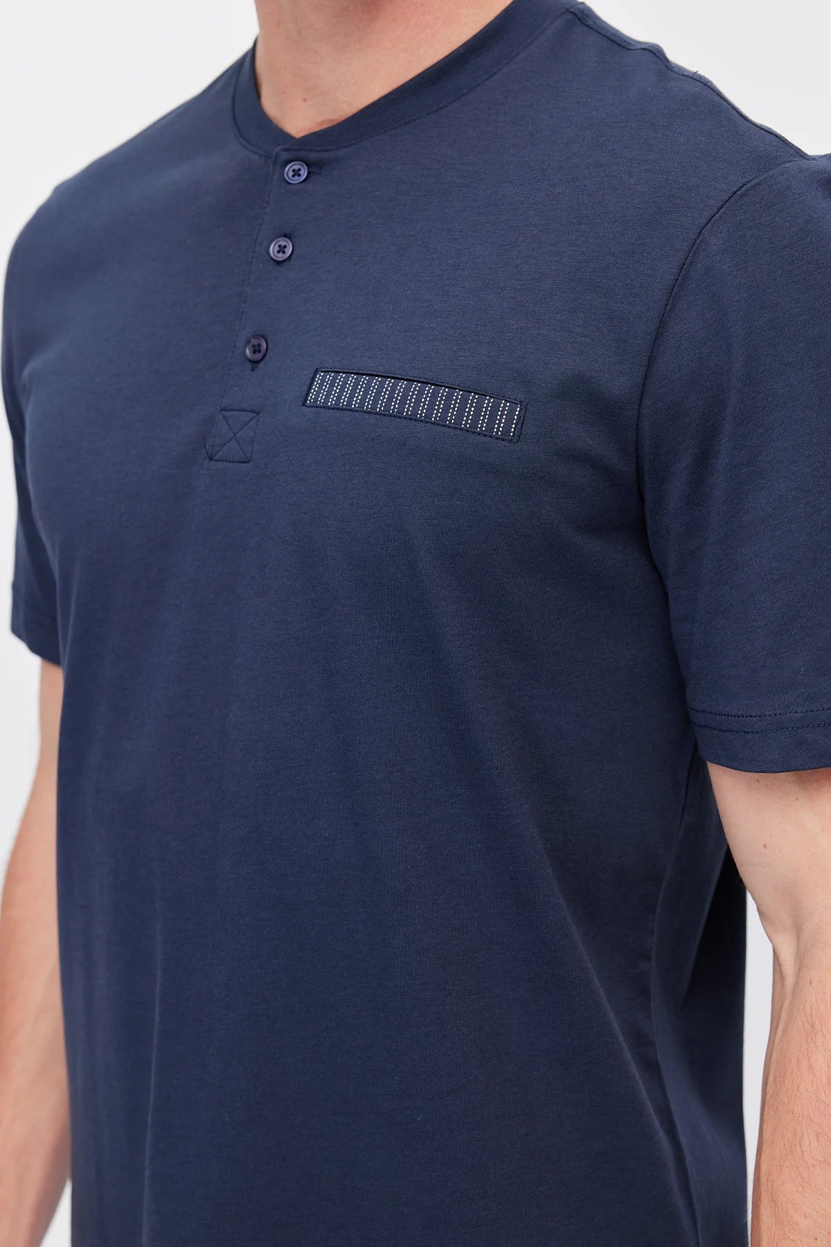 Men's Short-Sleeved Striped Pajama Set
