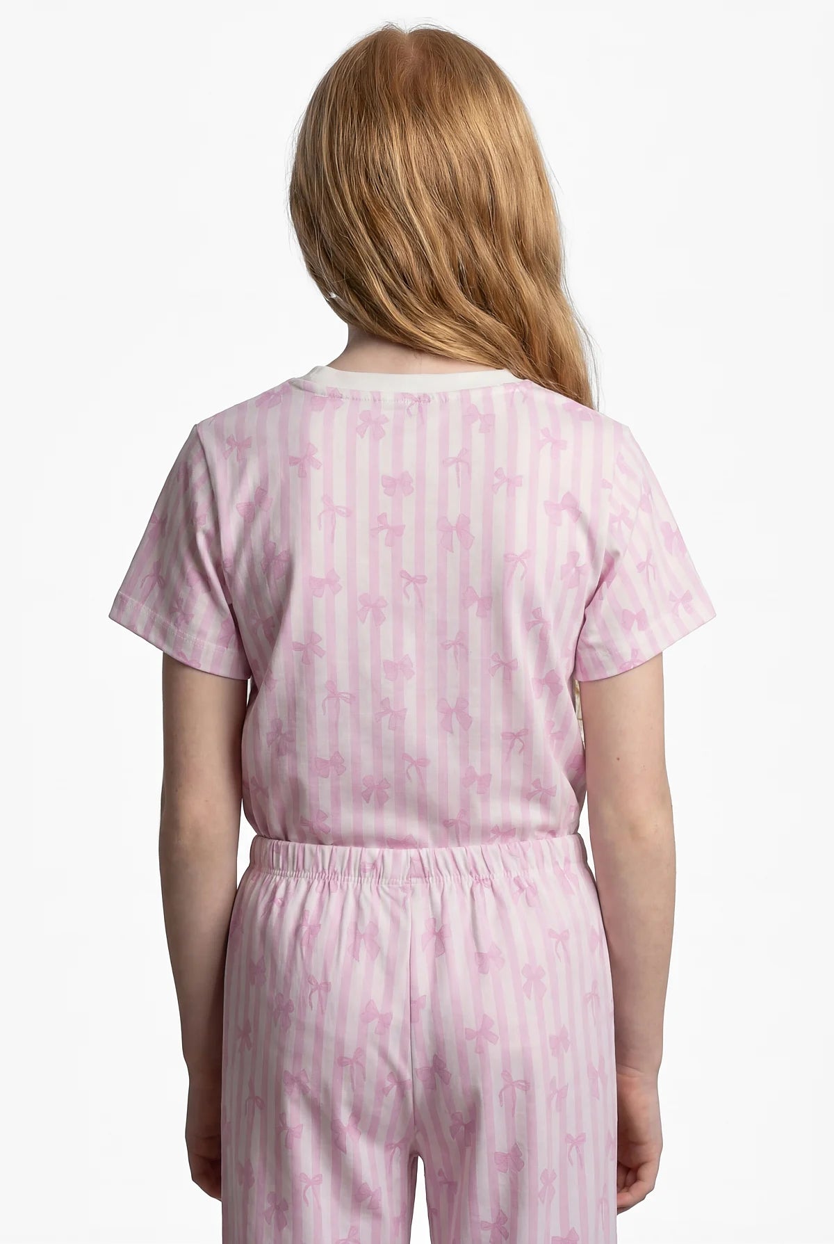 Girls' Crew Neck Printed Pajama Set