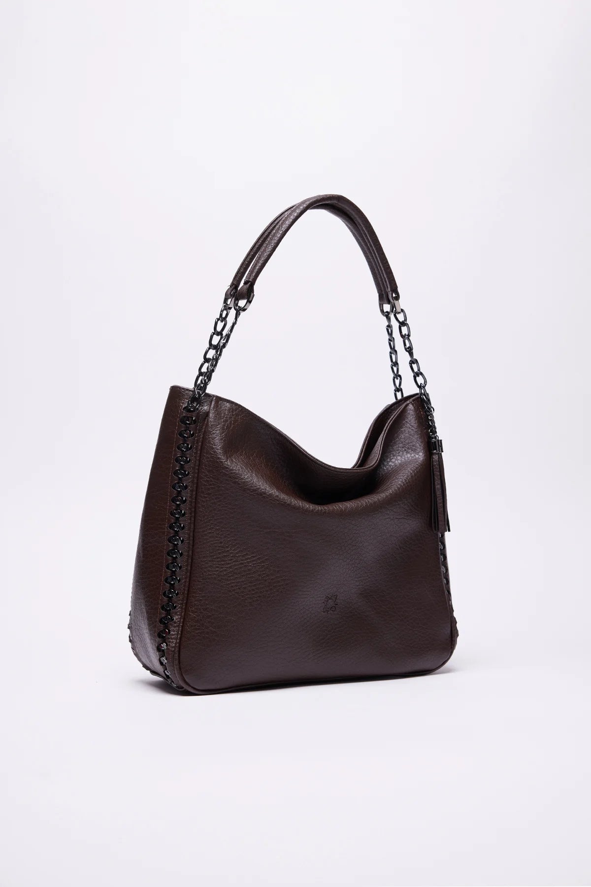 Women's Faux Leather Shoulder Bag with Chain Detail