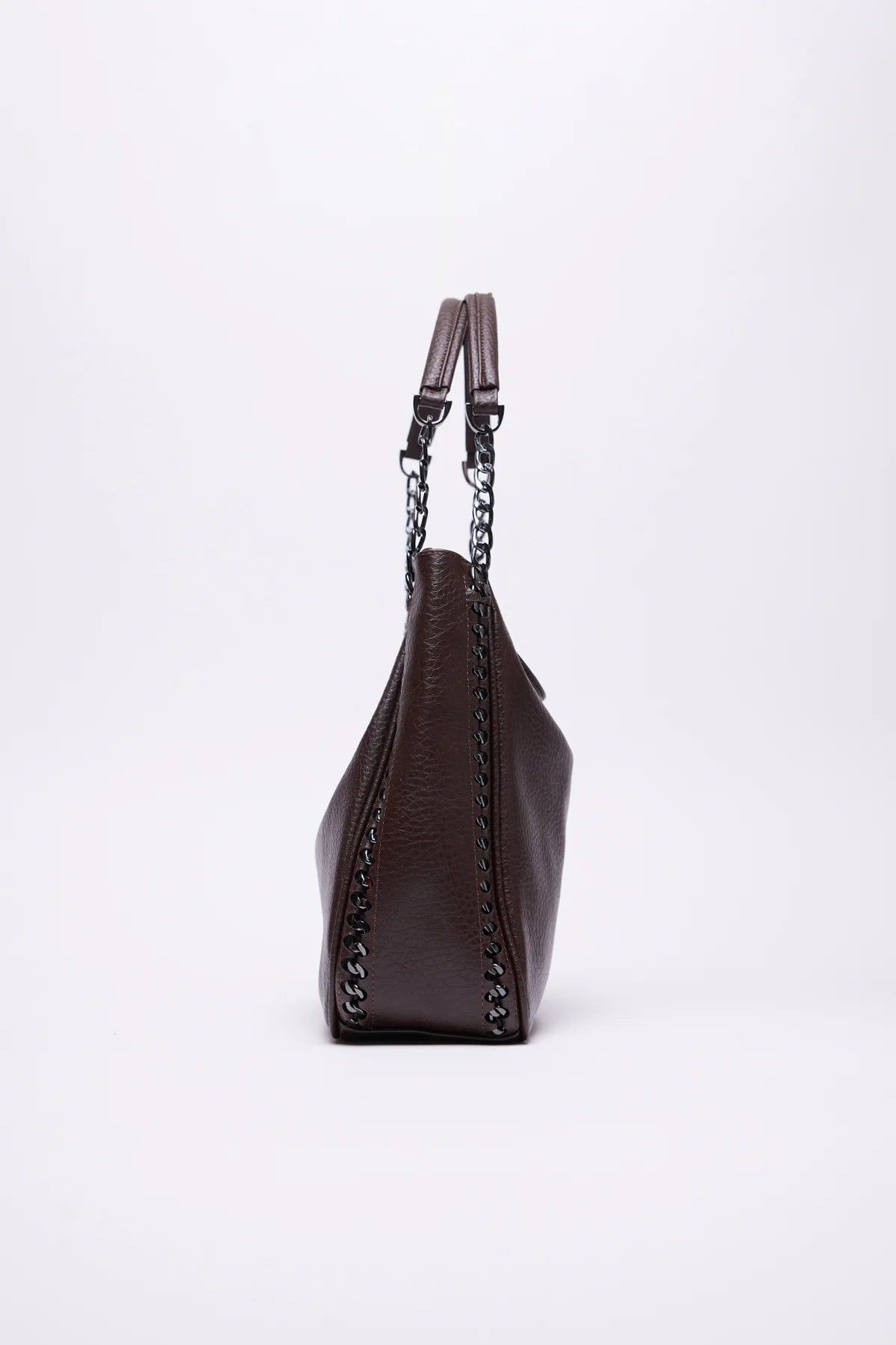 Women's Faux Leather Shoulder Bag with Chain Detail