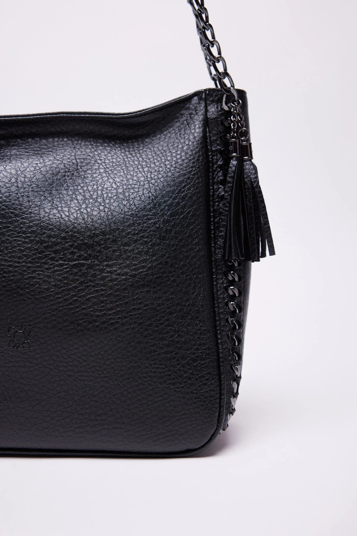 Women's Faux Leather Shoulder Bag with Chain Detail