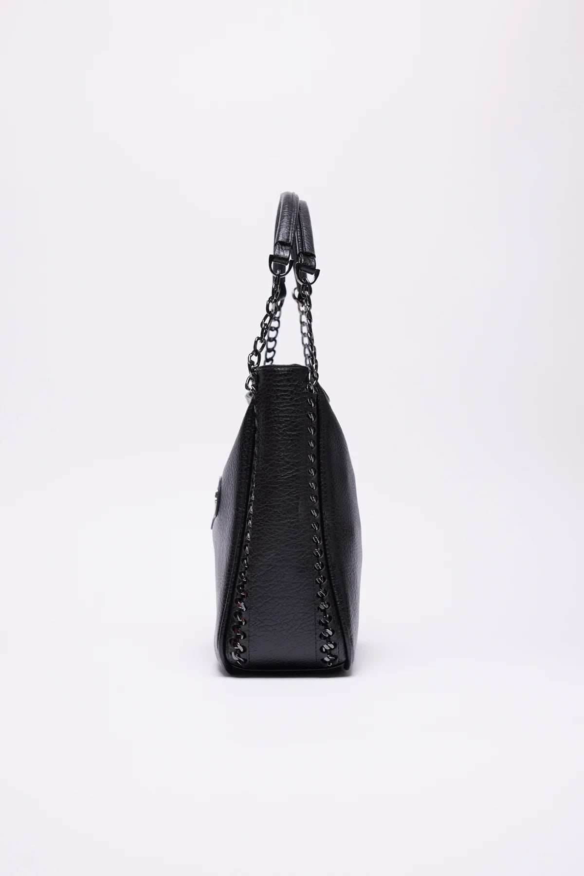 Women's Faux Leather Shoulder Bag with Chain Detail