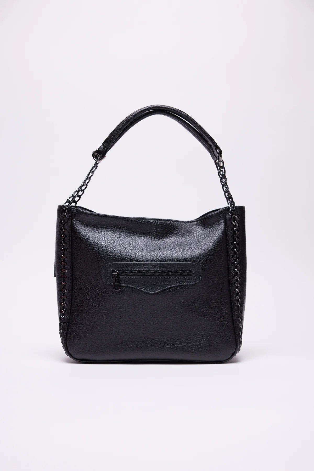 Women's Faux Leather Shoulder Bag with Chain Detail