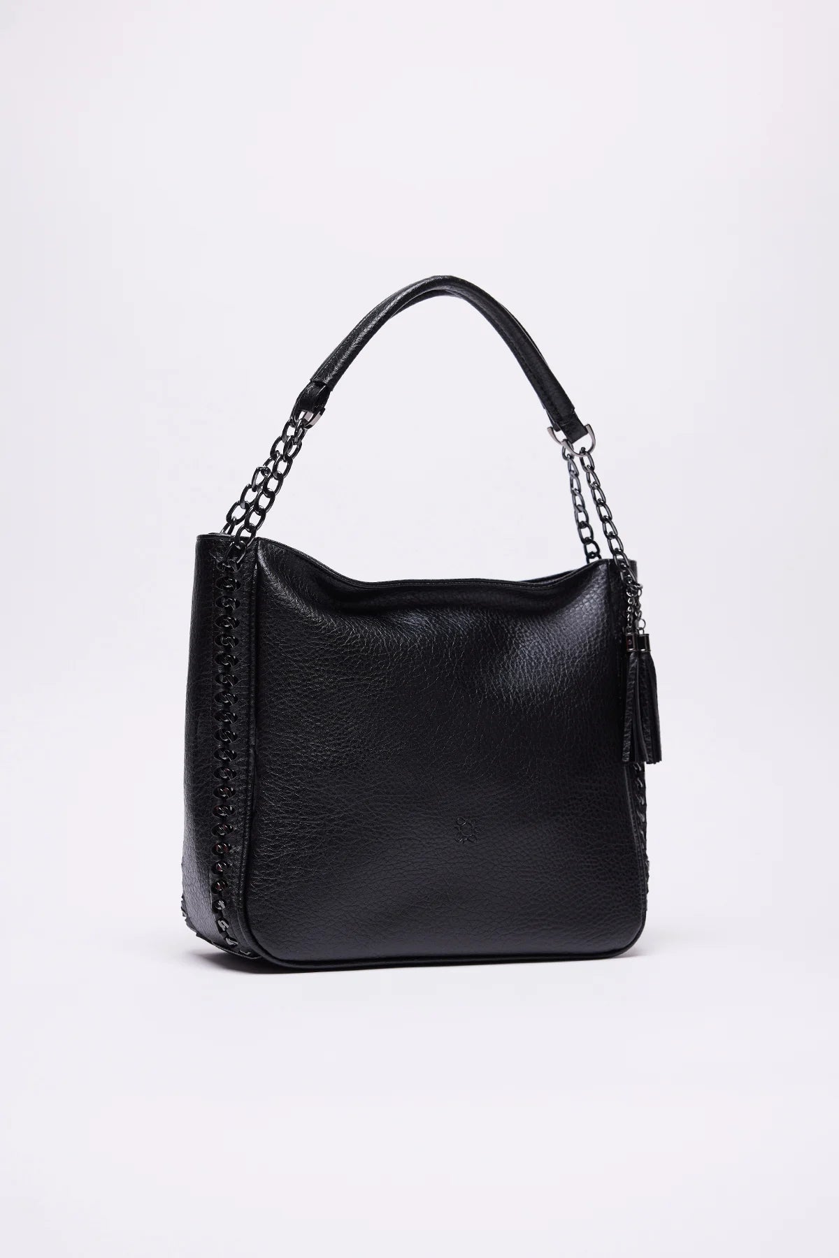 Women's Faux Leather Shoulder Bag with Chain Detail