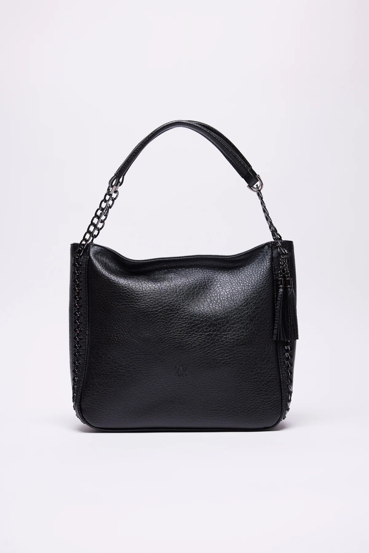 Women's Faux Leather Shoulder Bag with Chain Detail