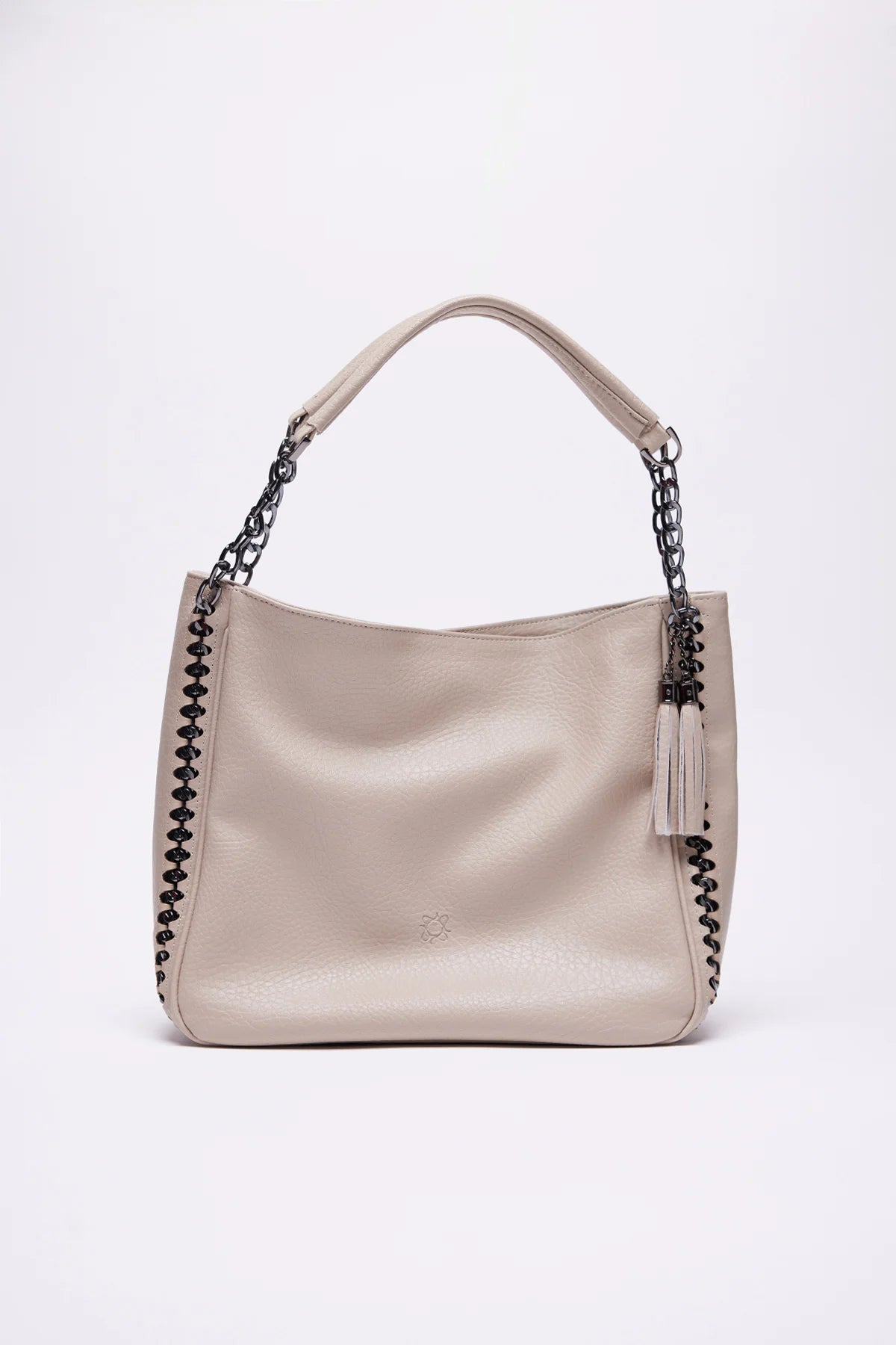 Women's Faux Leather Shoulder Bag with Chain Detail