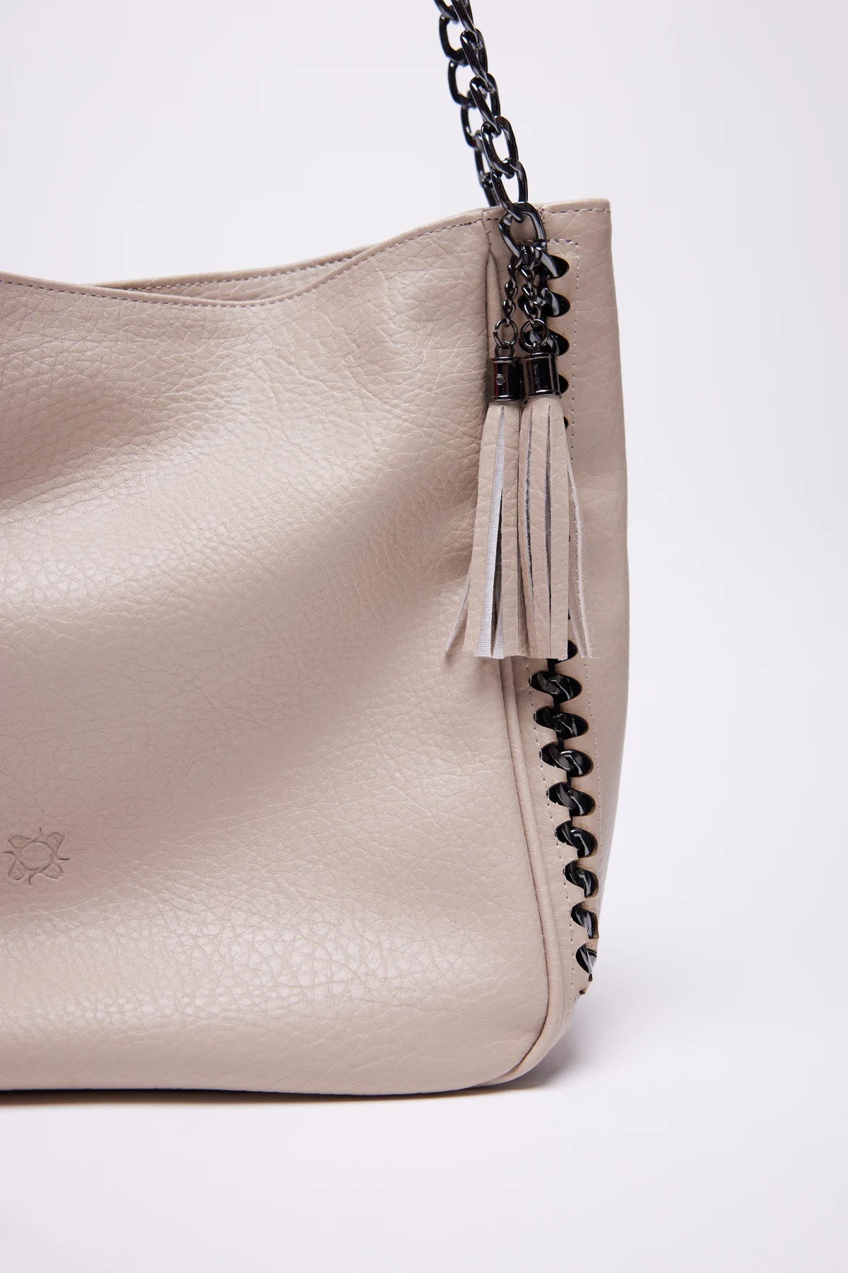 Women's Faux Leather Shoulder Bag with Chain Detail