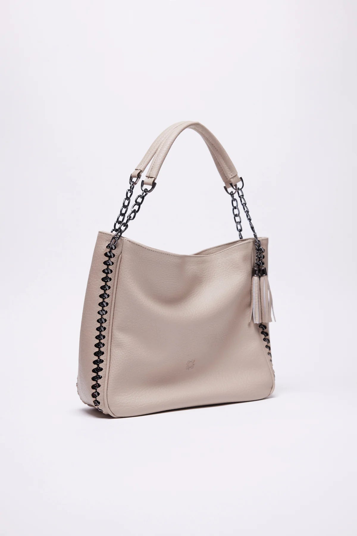 Women's Faux Leather Shoulder Bag with Chain Detail