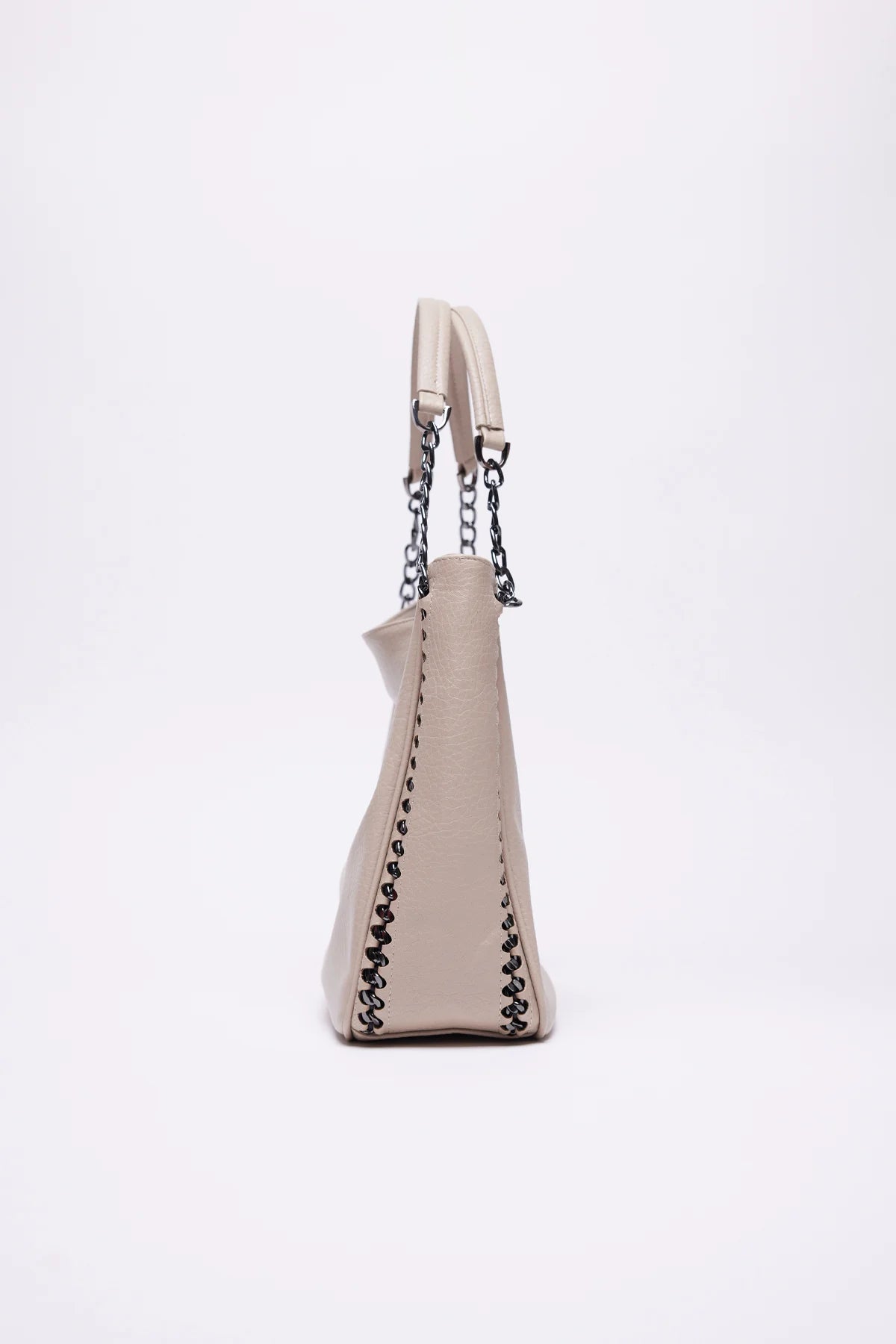 Women's Faux Leather Shoulder Bag with Chain Detail
