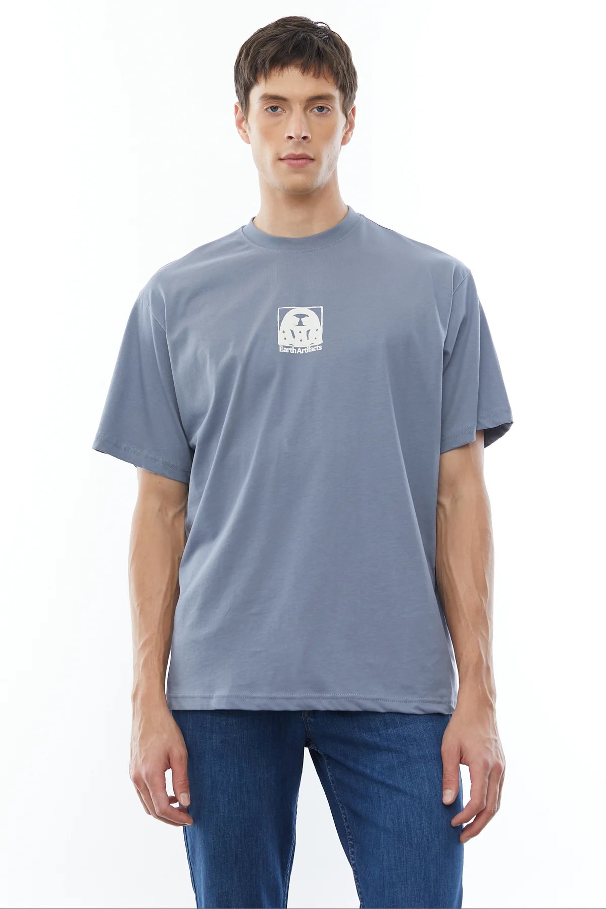 Bisiklet Yaka Oversize Desenli T-shirt