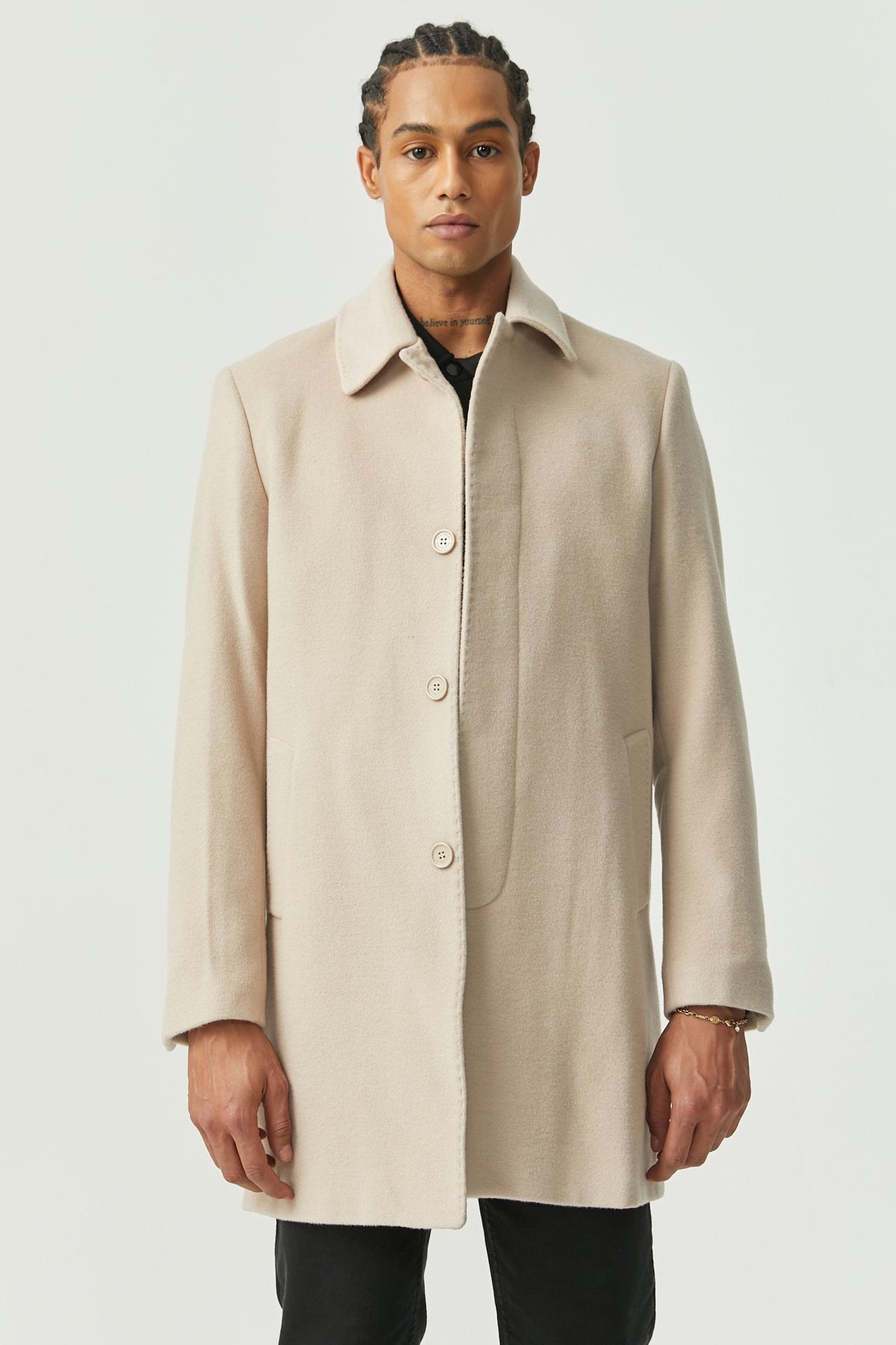 Men's Shirt Collar Cashmere Coat