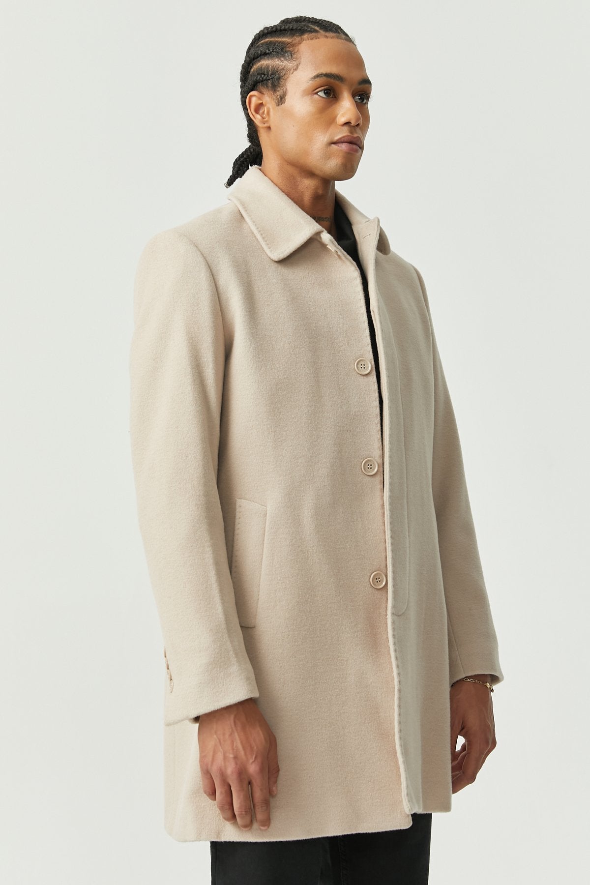 Men's Shirt Collar Cashmere Coat