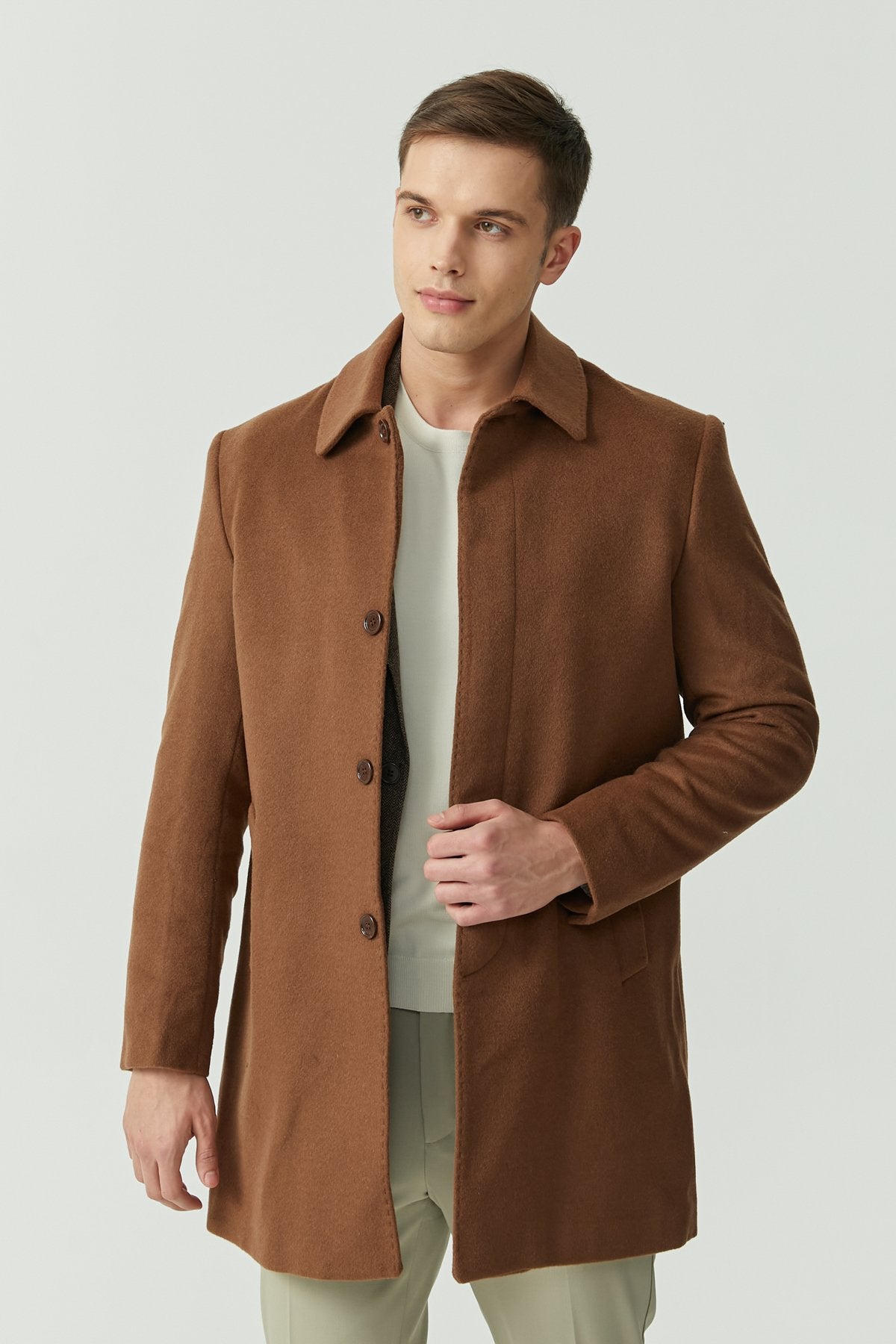 Men's Shirt Collar Cashmere Coat