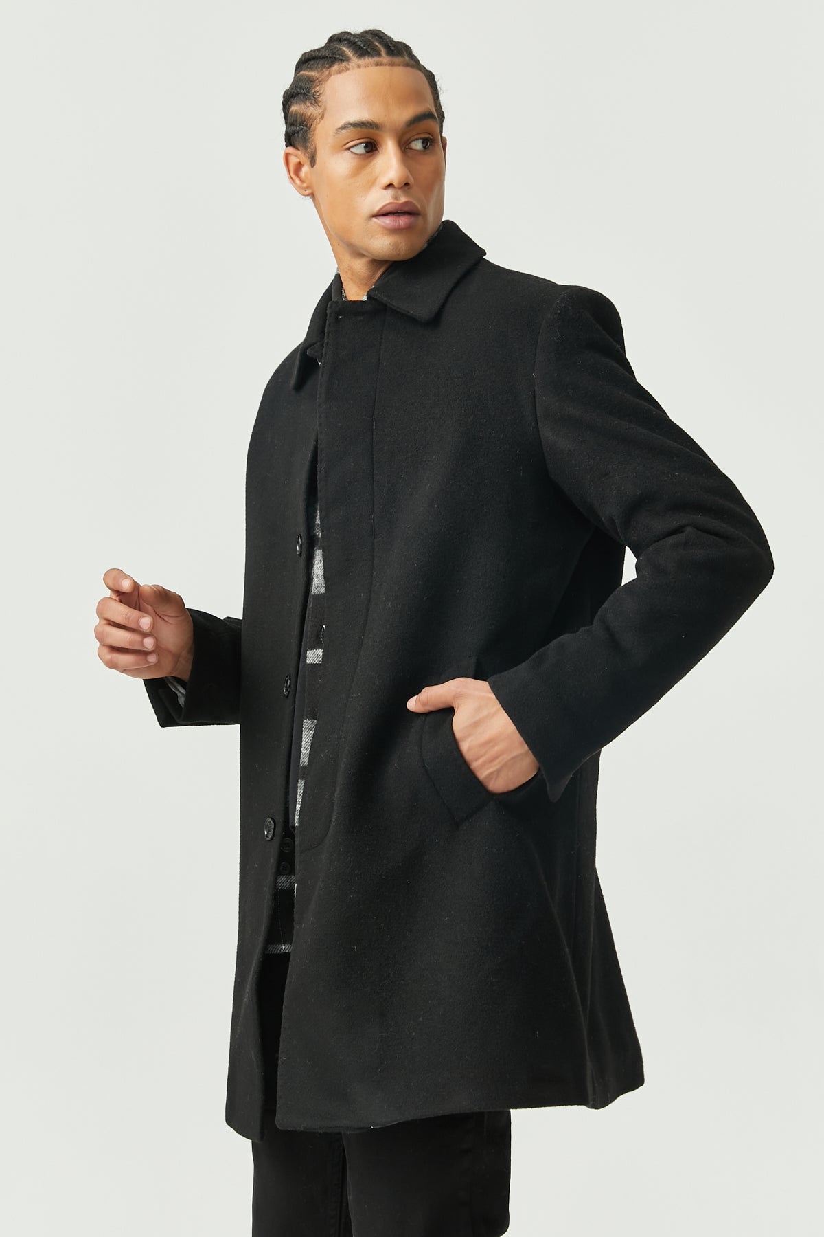 Men's Shirt Collar Cashmere Coat