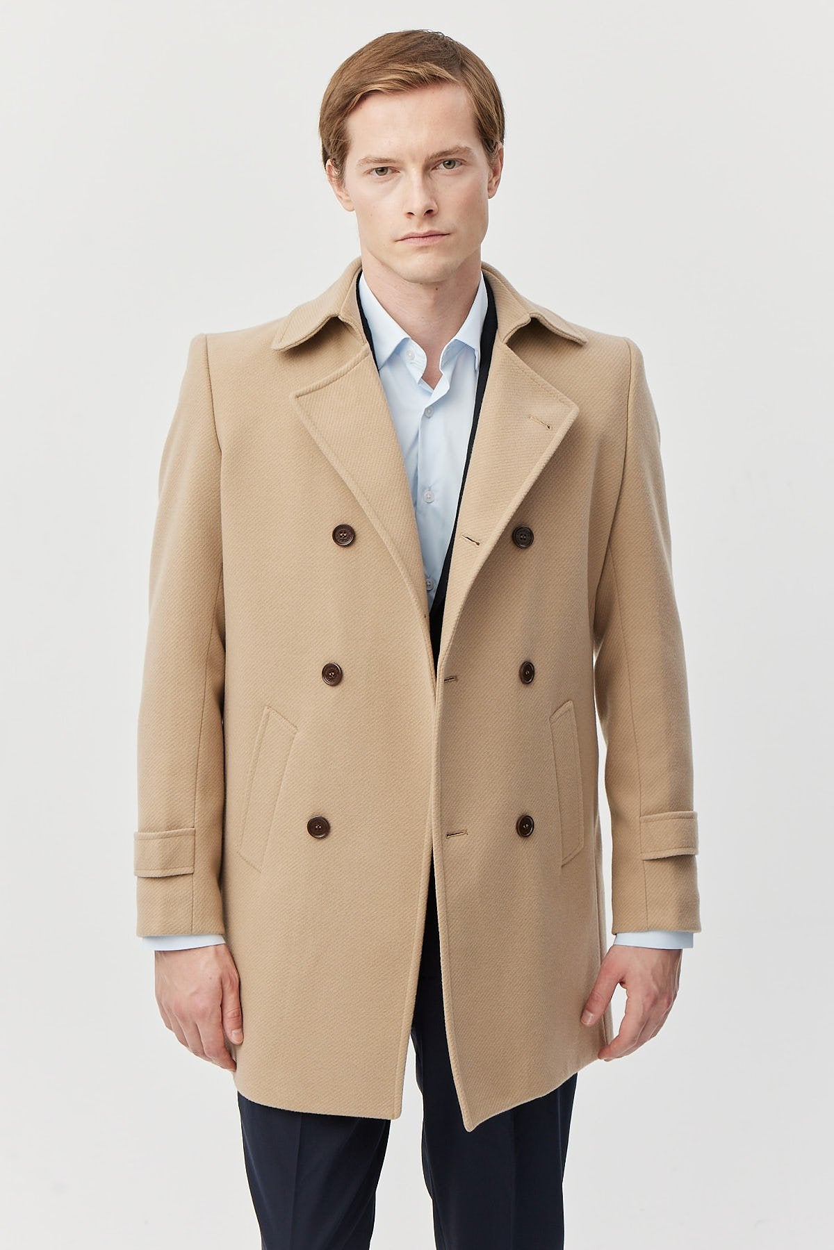 Men's Shirt Collar Waist Detailed Coat