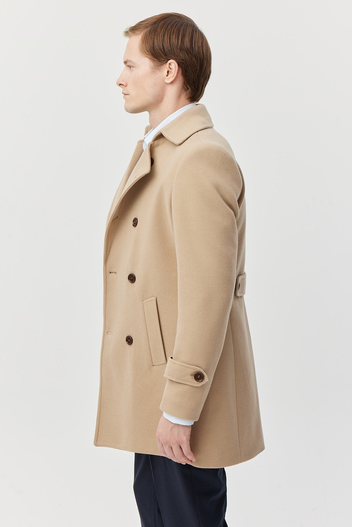 Men's Shirt Collar Waist Detailed Coat