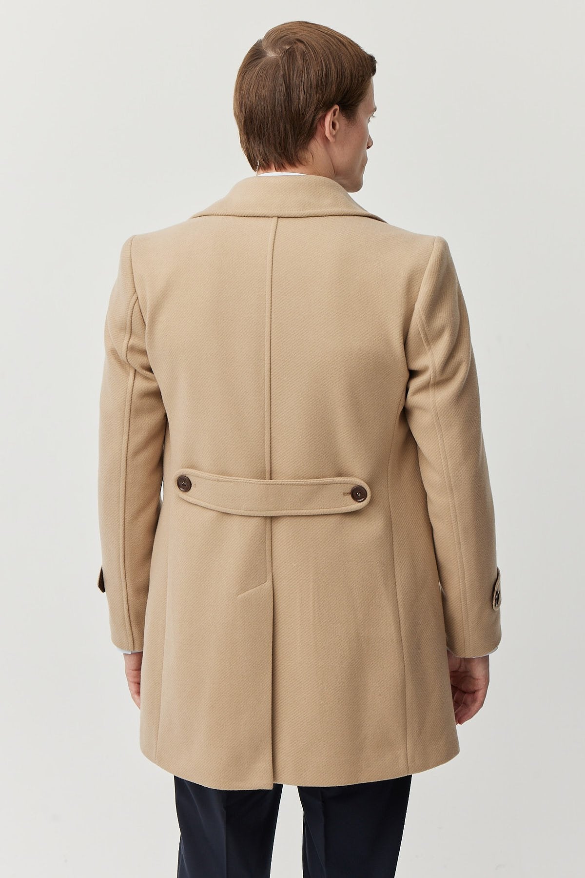 Men's Shirt Collar Waist Detailed Coat