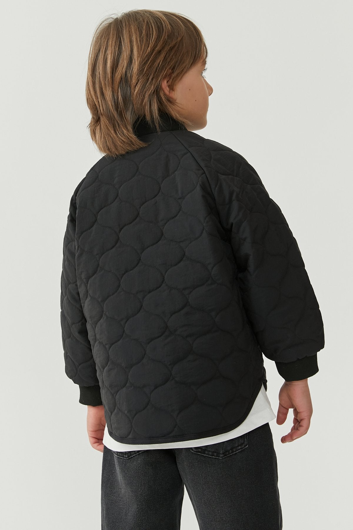 Boy's Quilted Patterned Thin Coat
