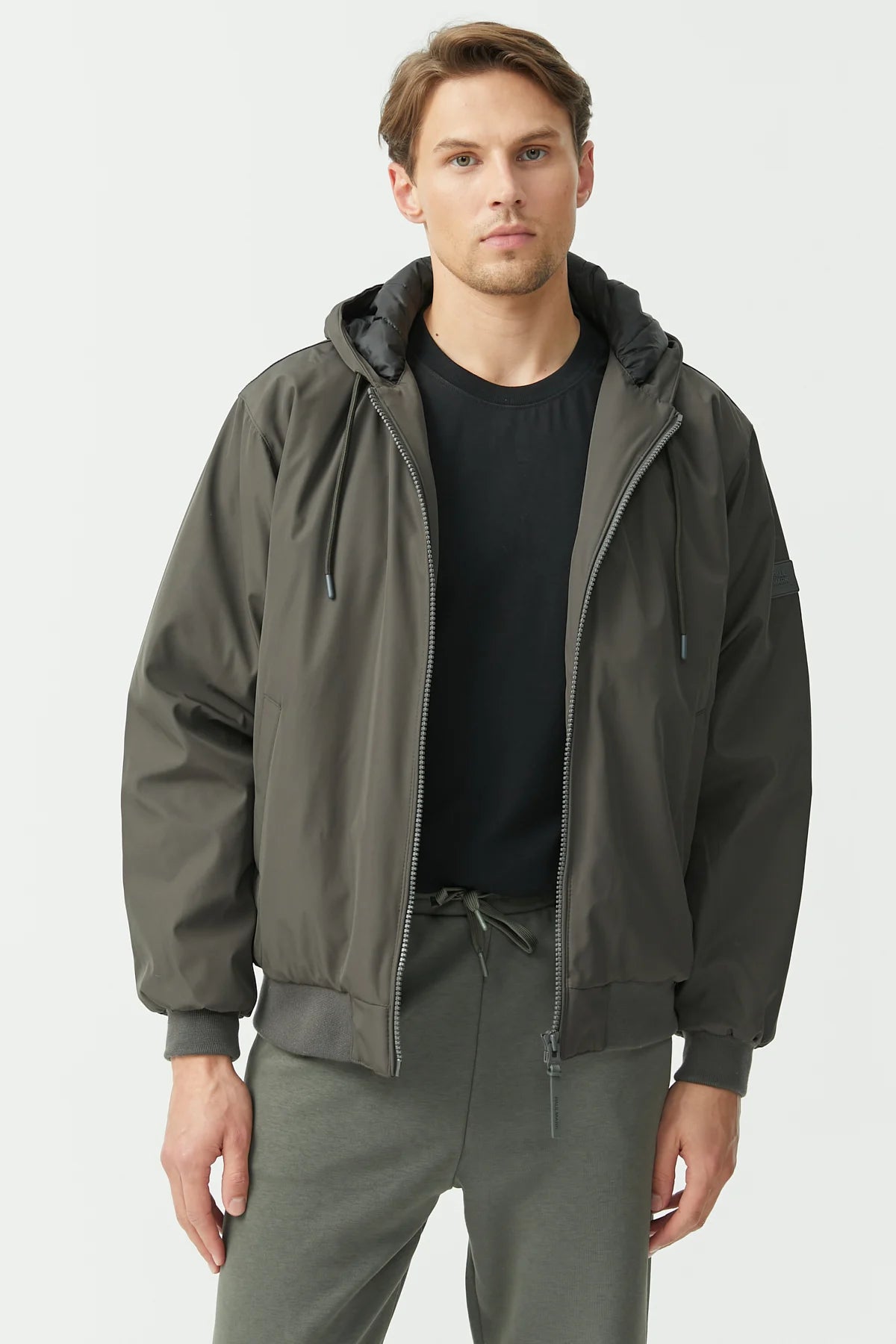 Erkek Kapüşonlu Oversize Mont