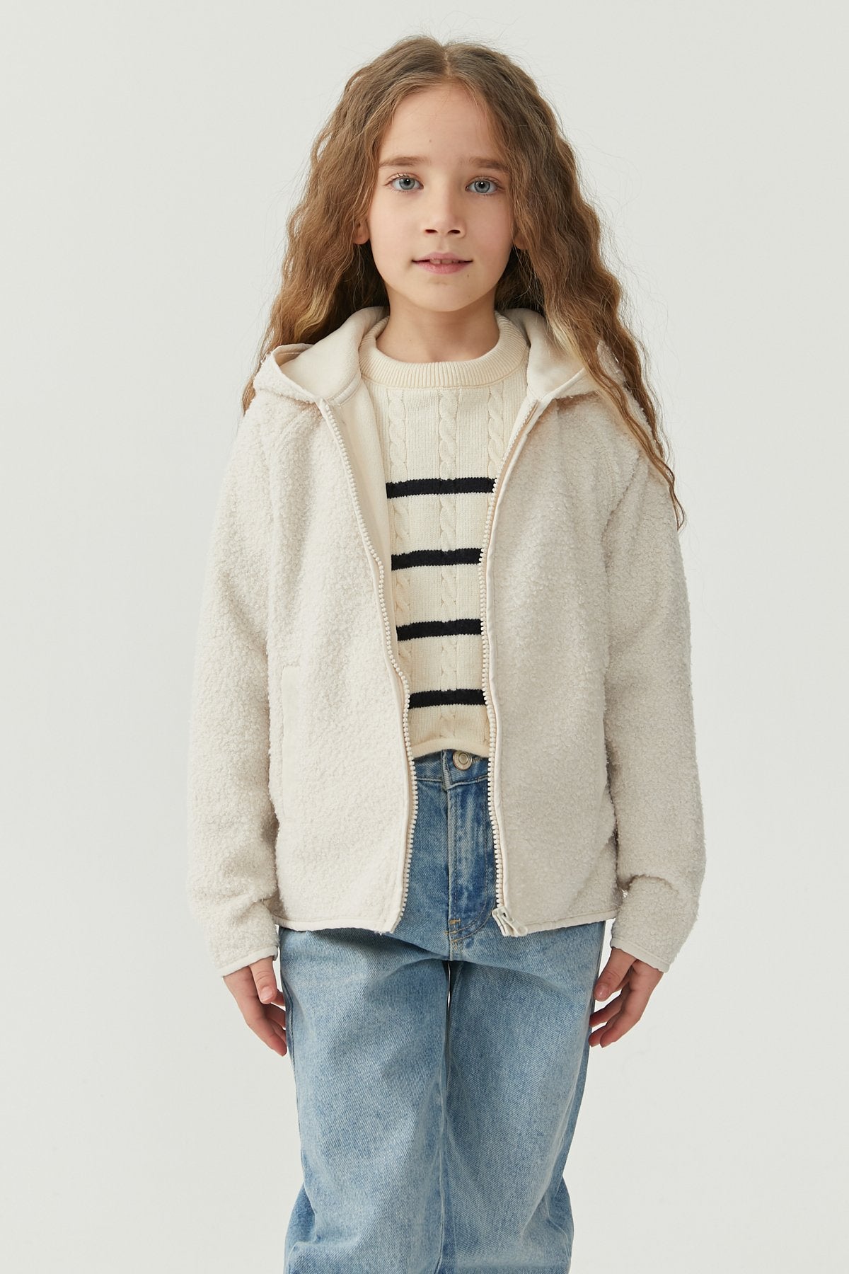 معطف رقيق بغطاء للرأس للبنات