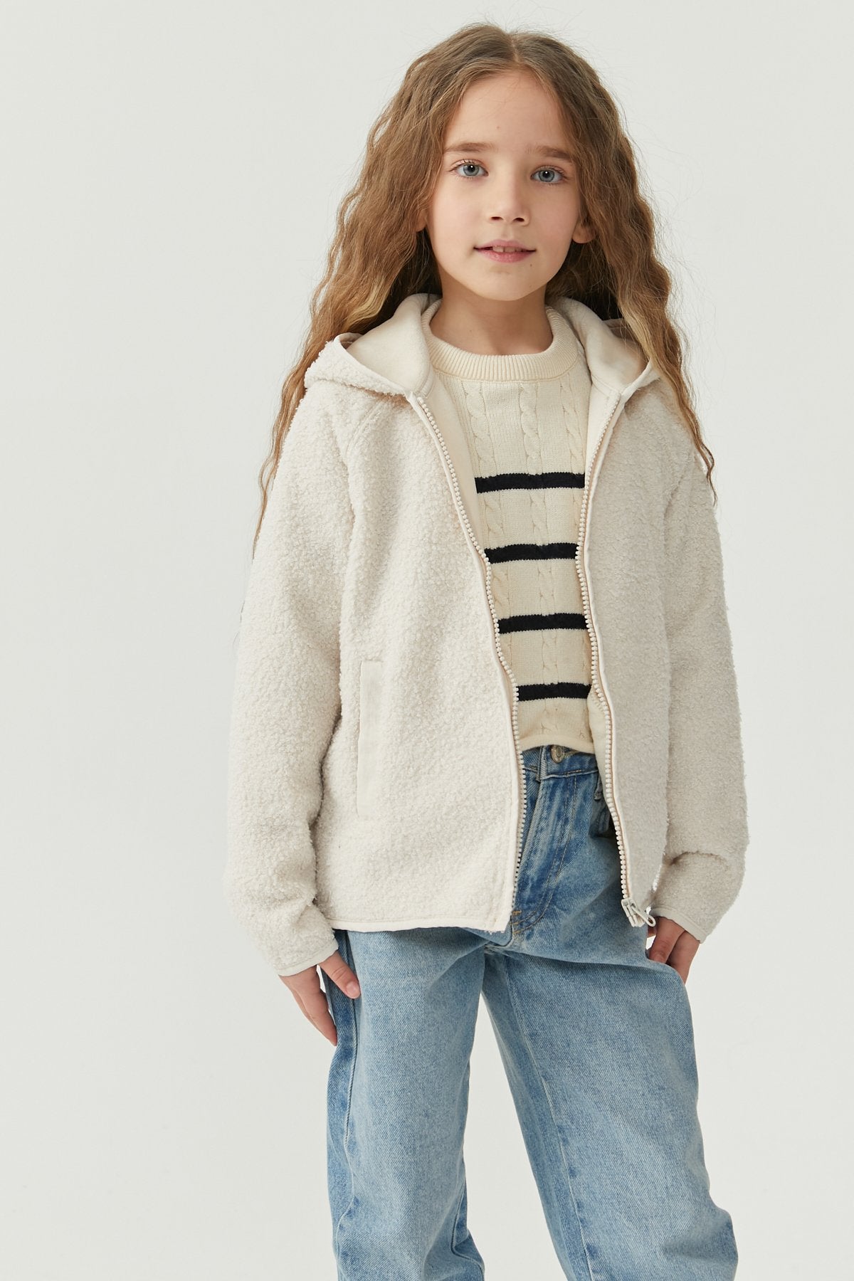 معطف رقيق بغطاء للرأس للبنات