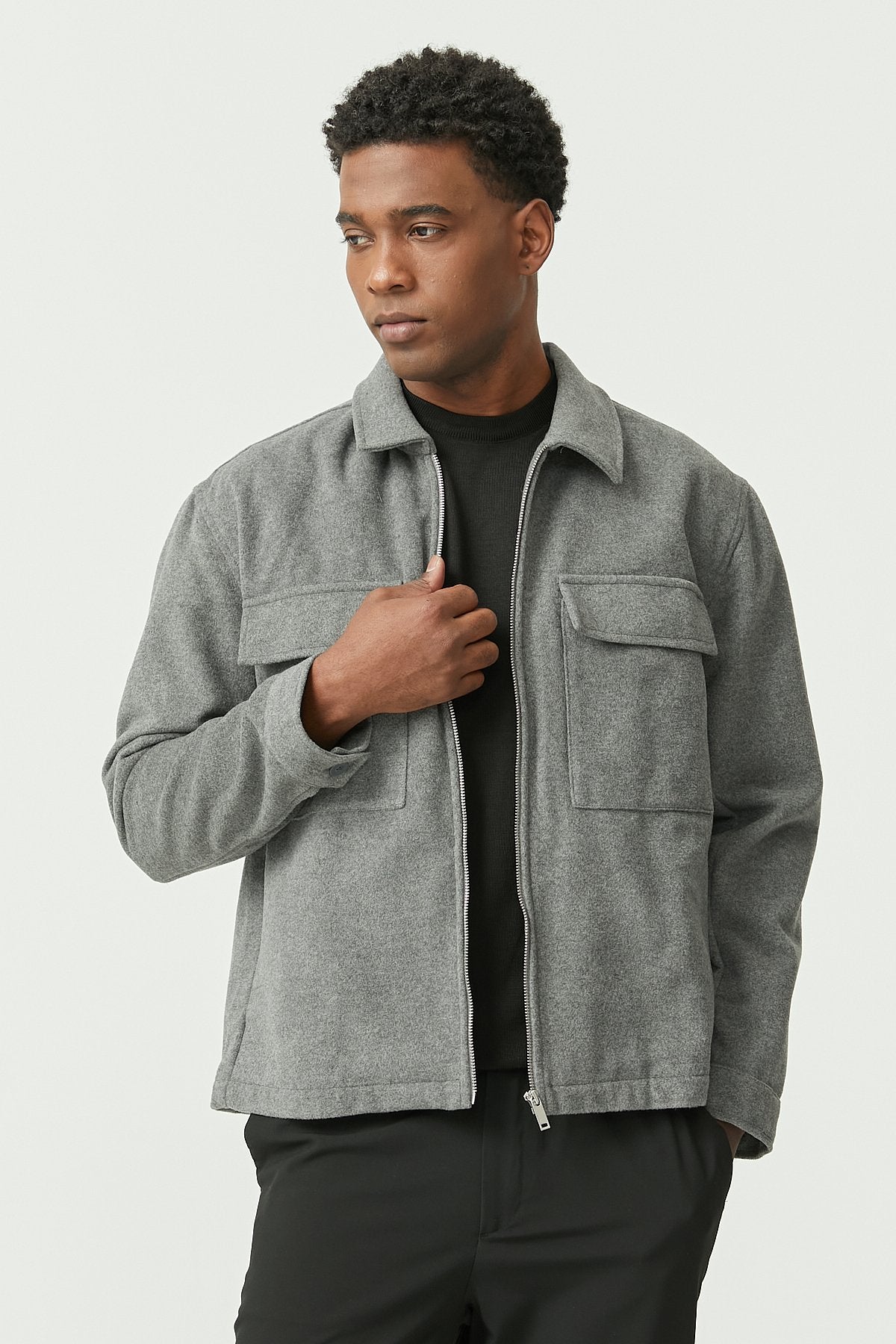 Men's Regular Thin Coat with Pockets