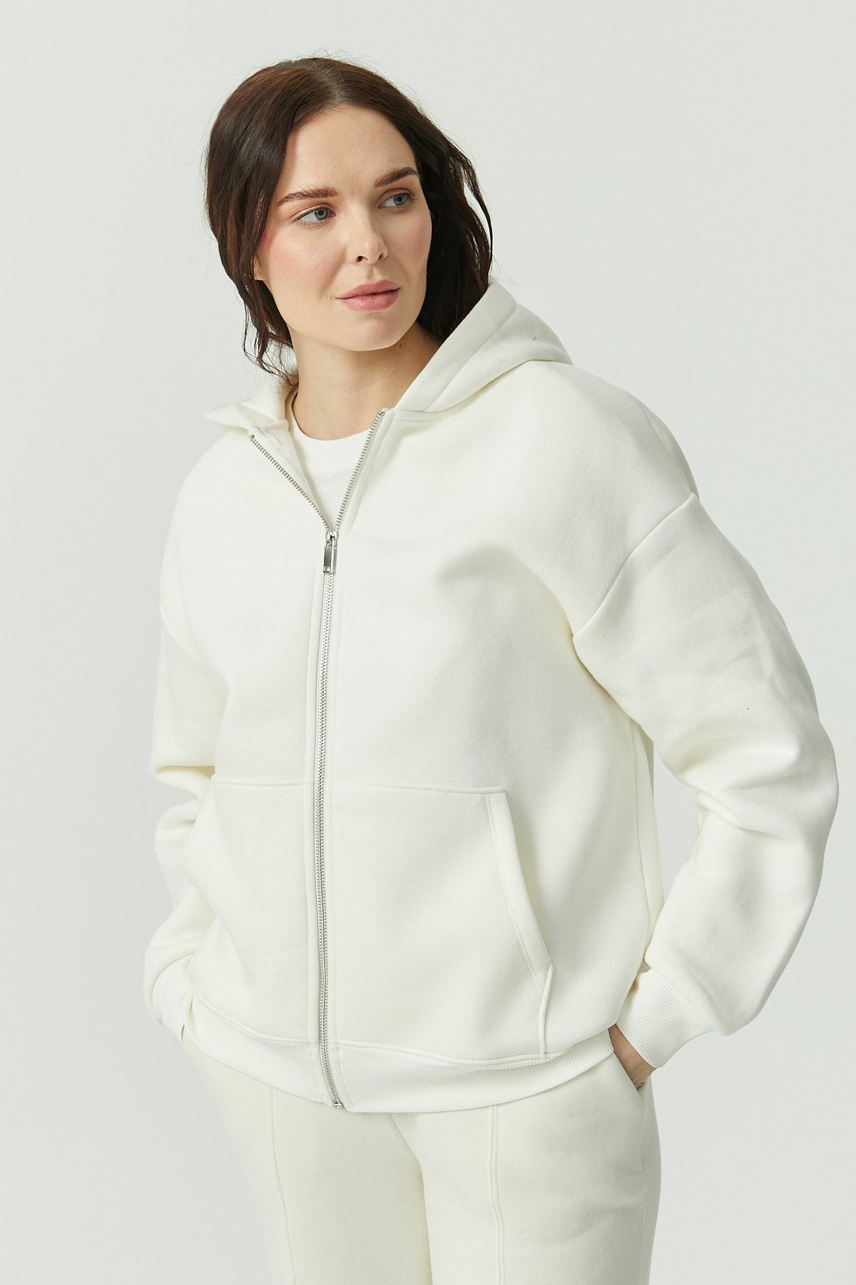 Women's Hooded Front Zippered Sweat Top