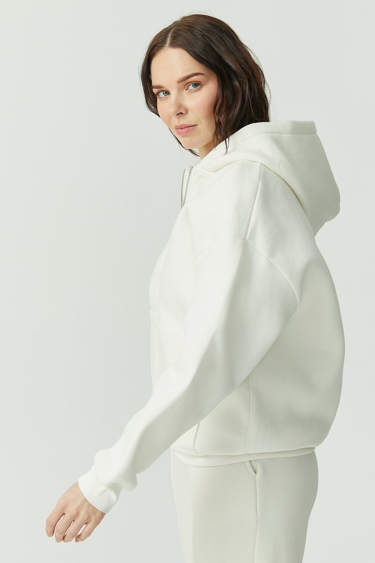 Women's Hooded Front Zippered Sweat Top