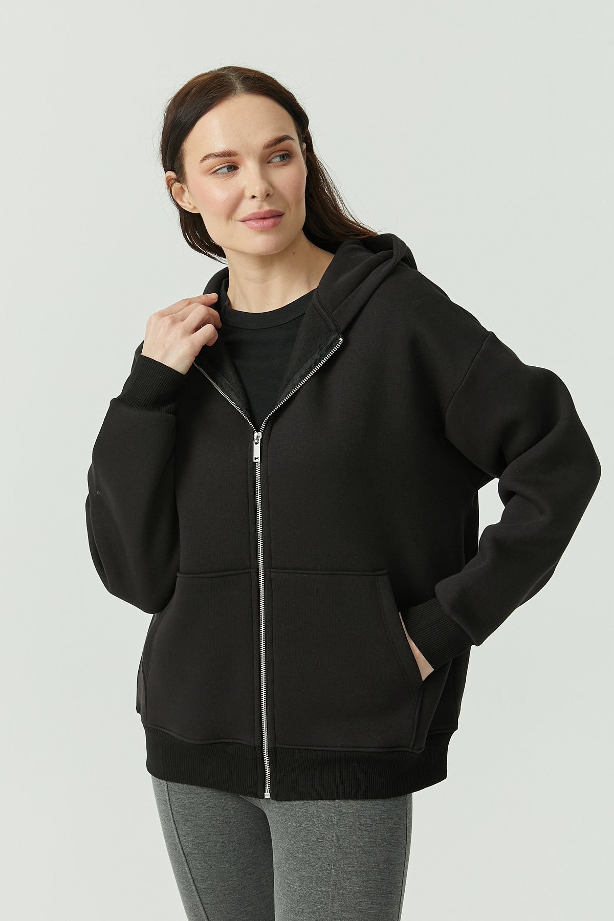 Women's Hooded Front Zippered Sweat Top