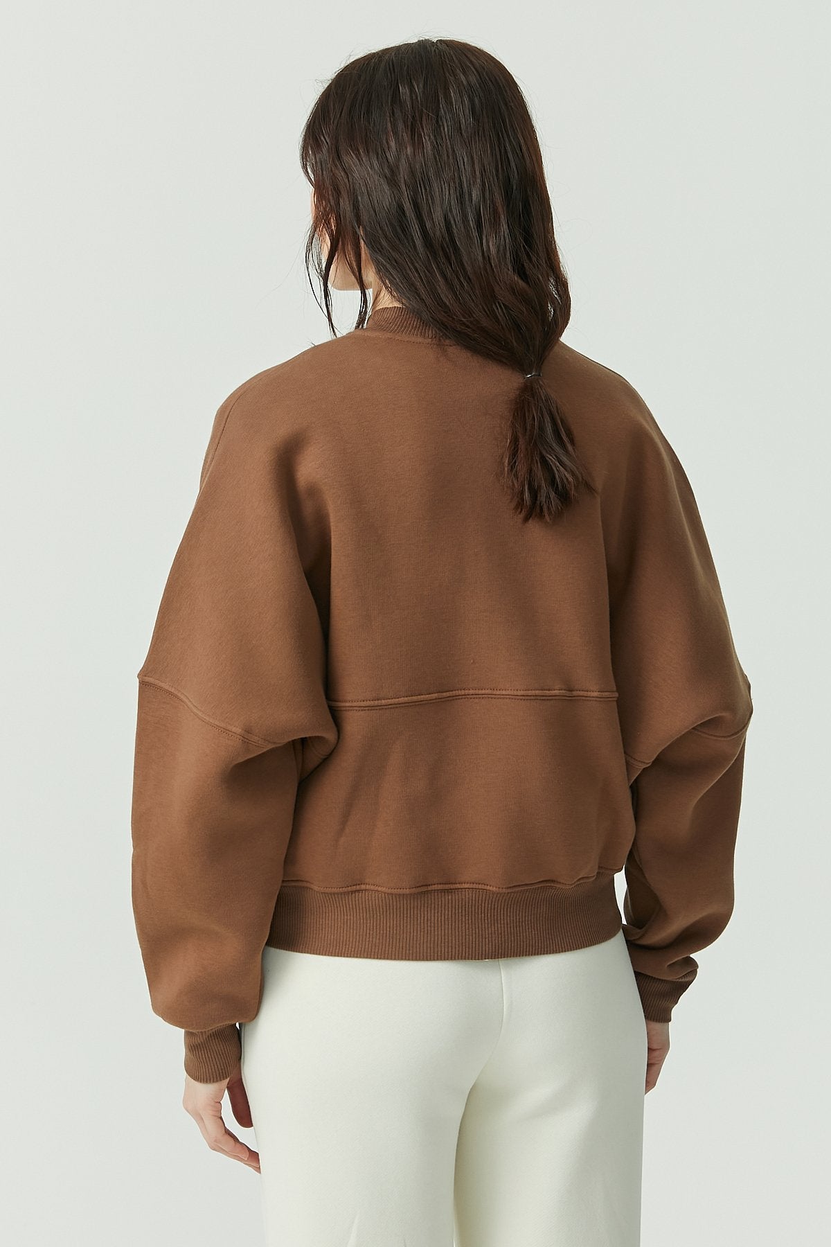 Women's Zippered Sweat Top with Stitching Detail