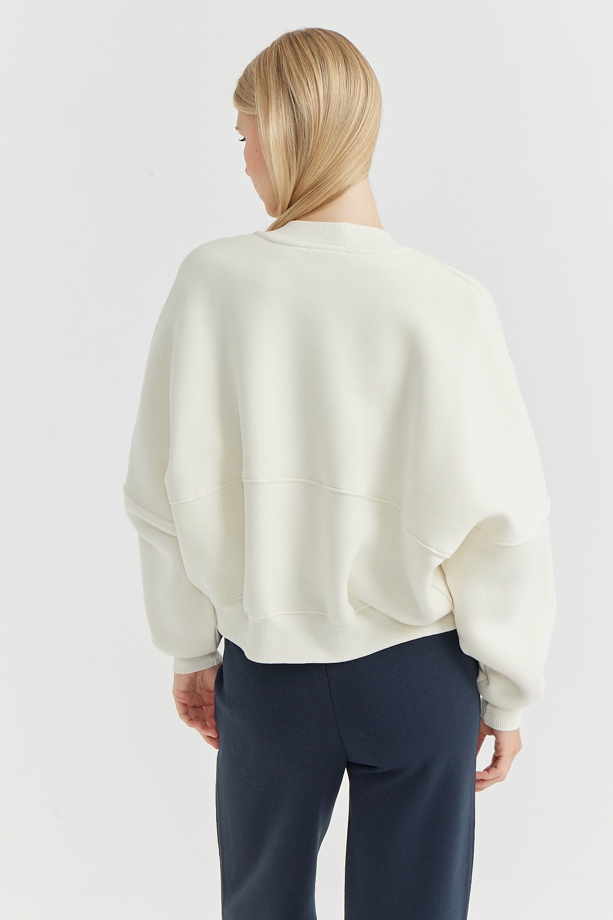 Women's Zippered Sweat Top with Stitching Detail
