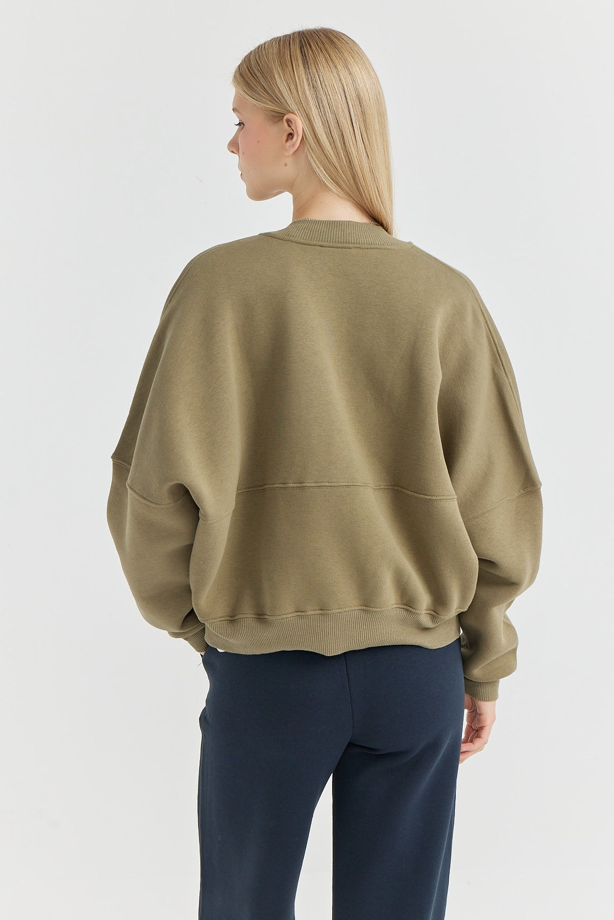 Women's Zippered Sweat Top with Stitching Detail