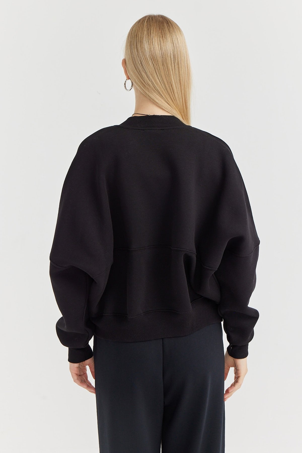 Women's Zippered Sweat Top with Stitching Detail