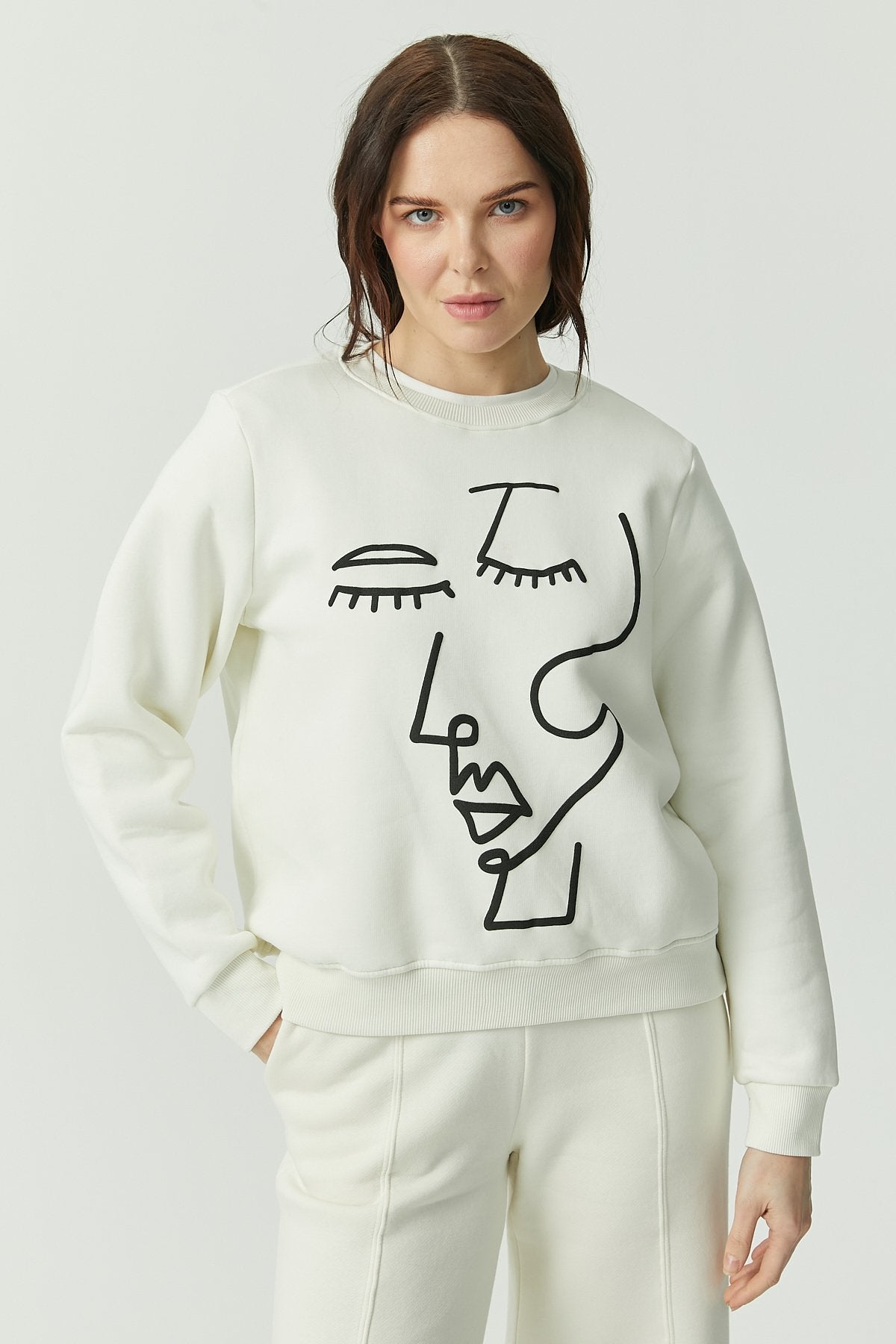 Women's Crew Neck Printed Sweat Top
