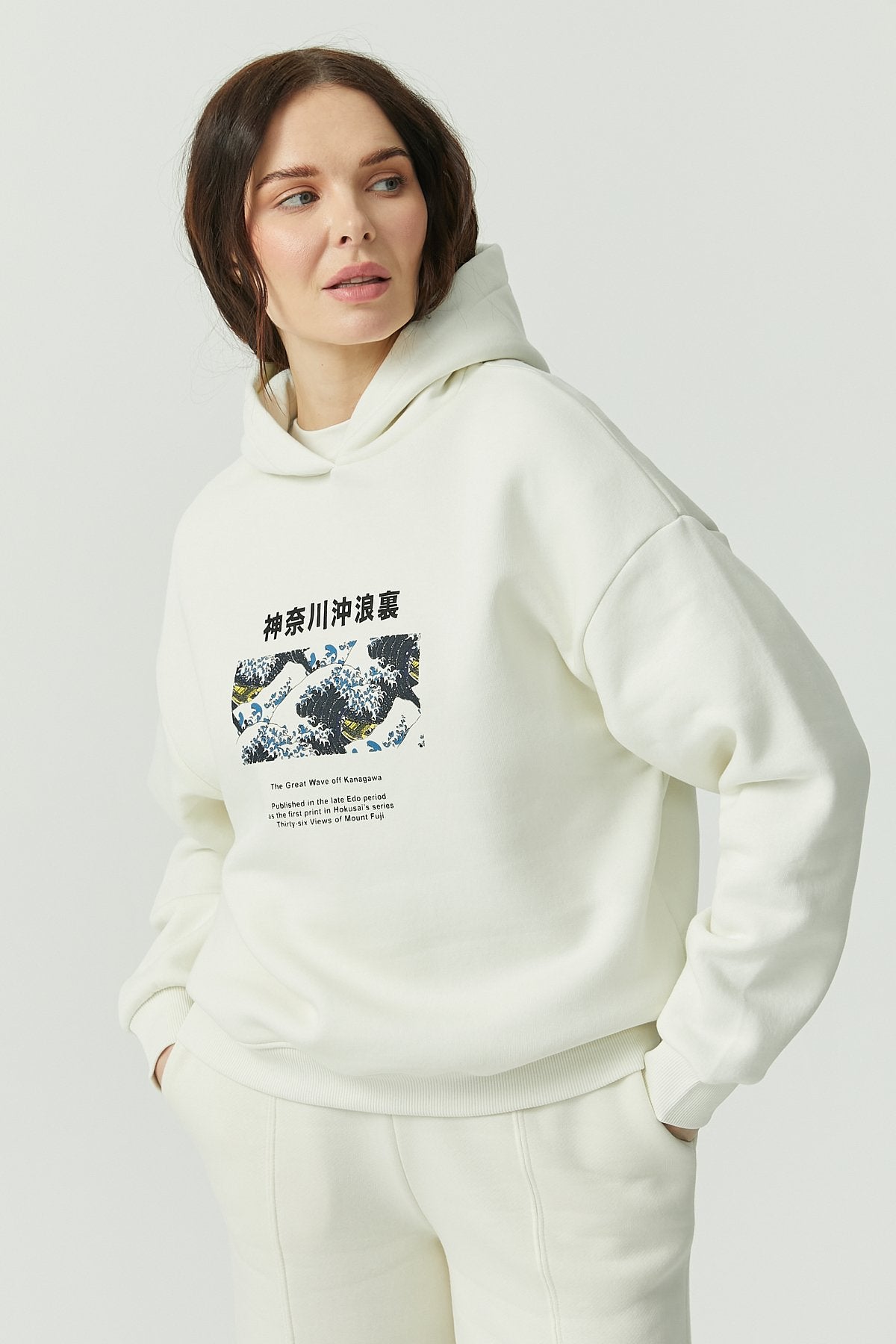 Women's Hooded Printed Detailed Sweat Top