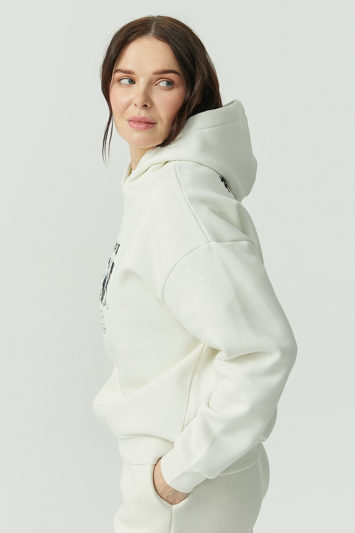Women's Hooded Printed Detailed Sweat Top
