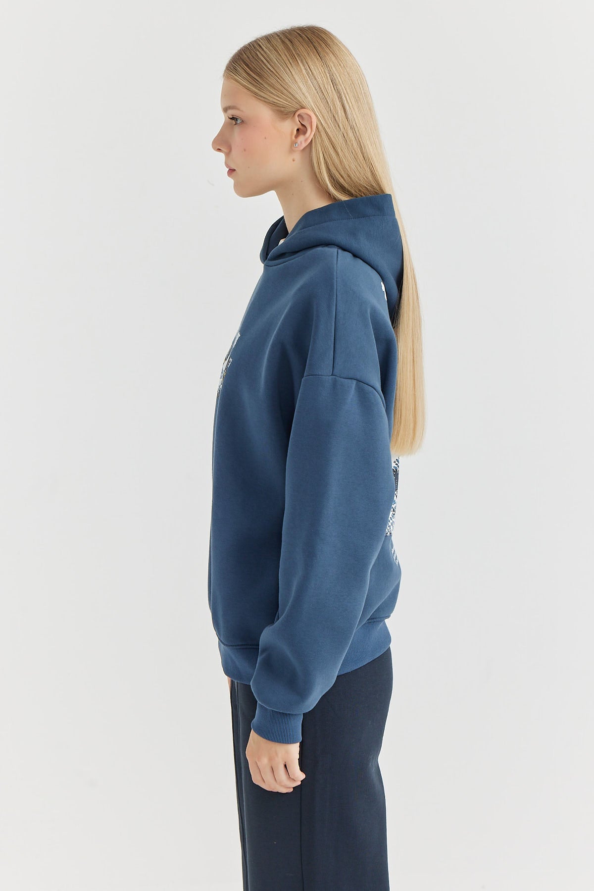 Women's Hooded Printed Detailed Sweat Top