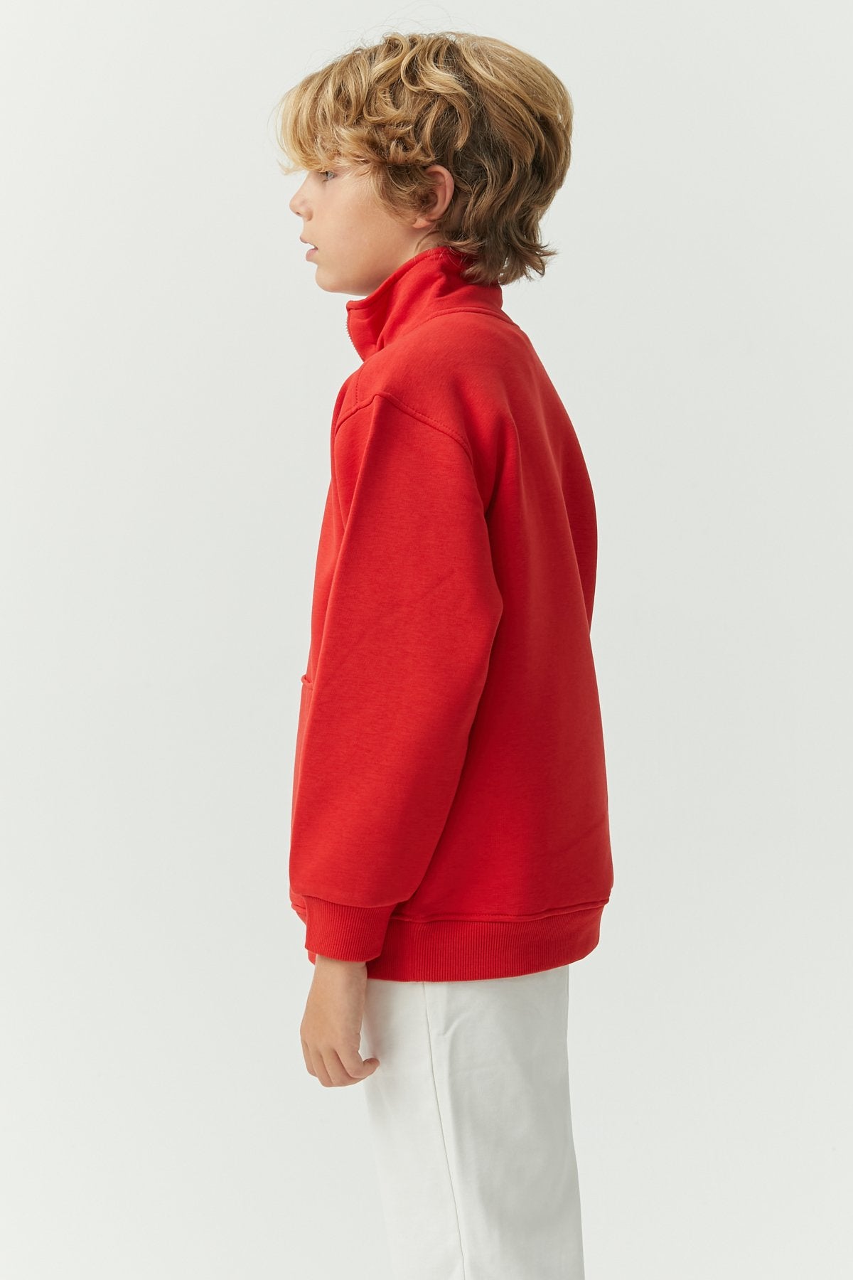 Boy's Collar Zippered Sweat Top