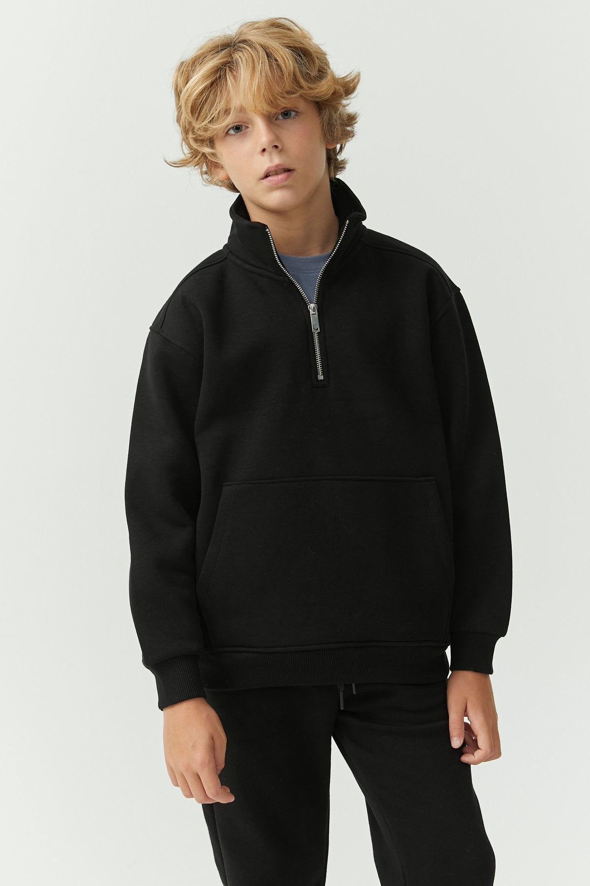 Boy's Collar Zippered Sweat Top