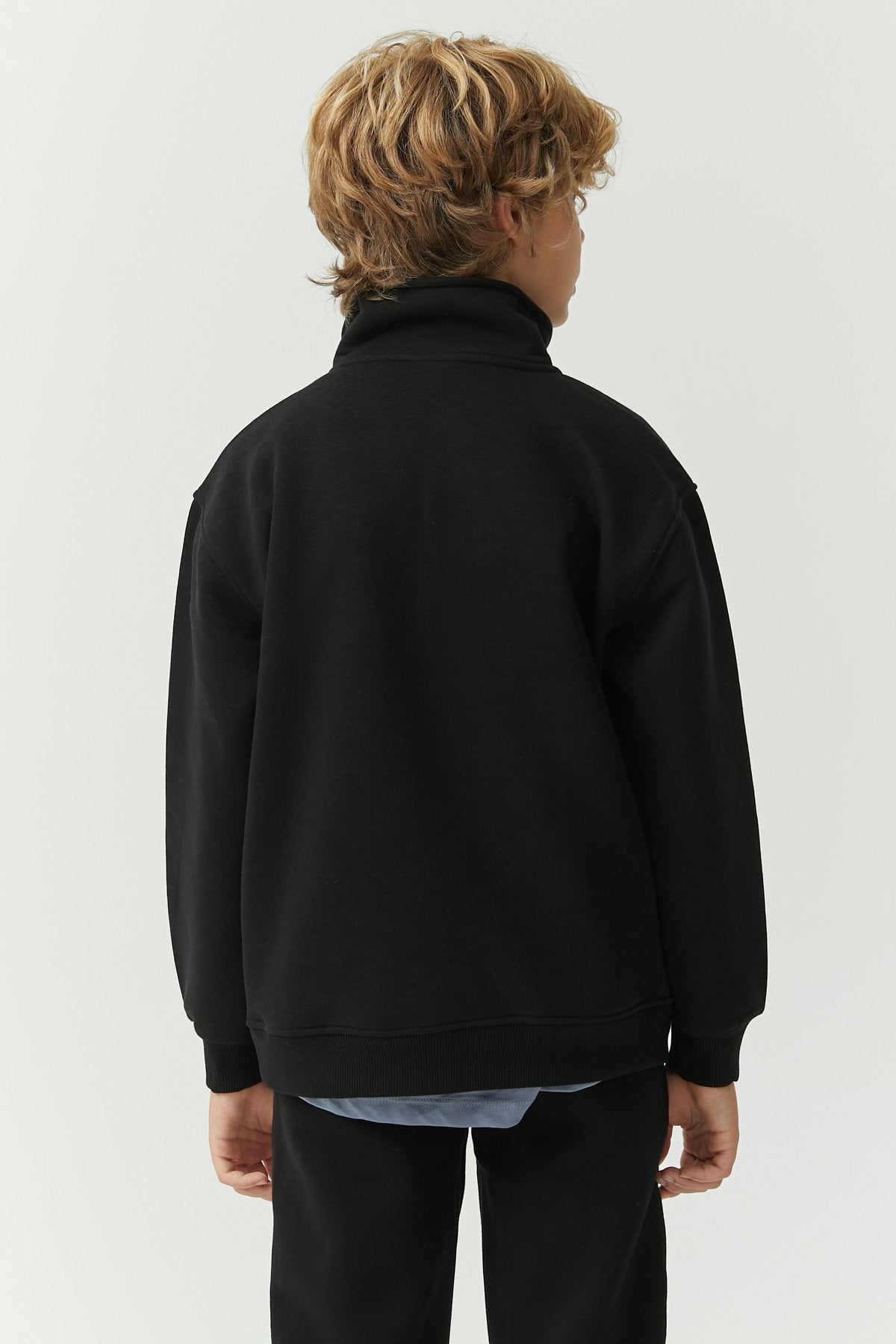 Boy's Collar Zippered Sweat Top